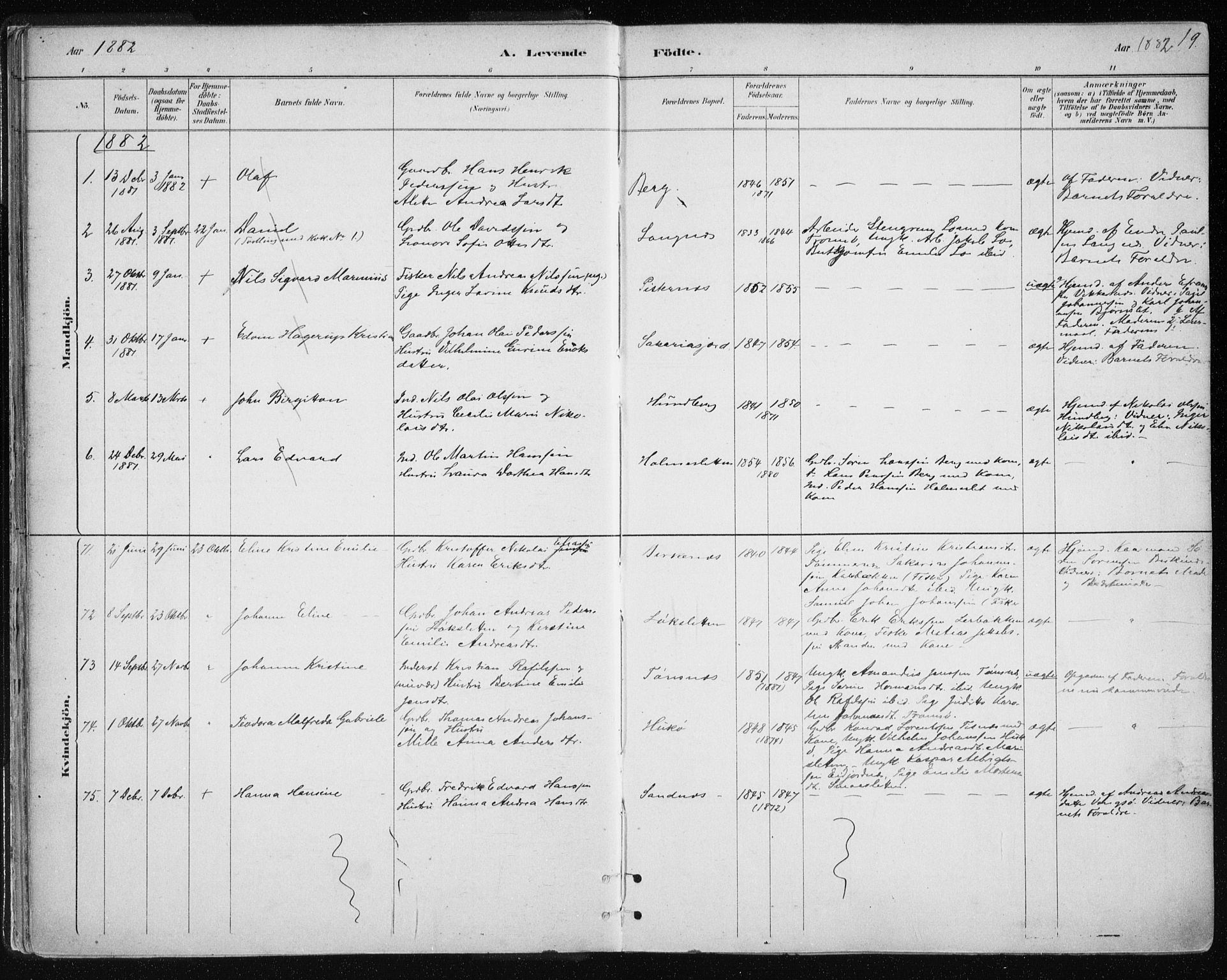 Tromsøysund sokneprestkontor, AV/SATØ-S-1304/G/Ga/L0004kirke: Parish register (official) no. 4, 1880-1888, p. 19