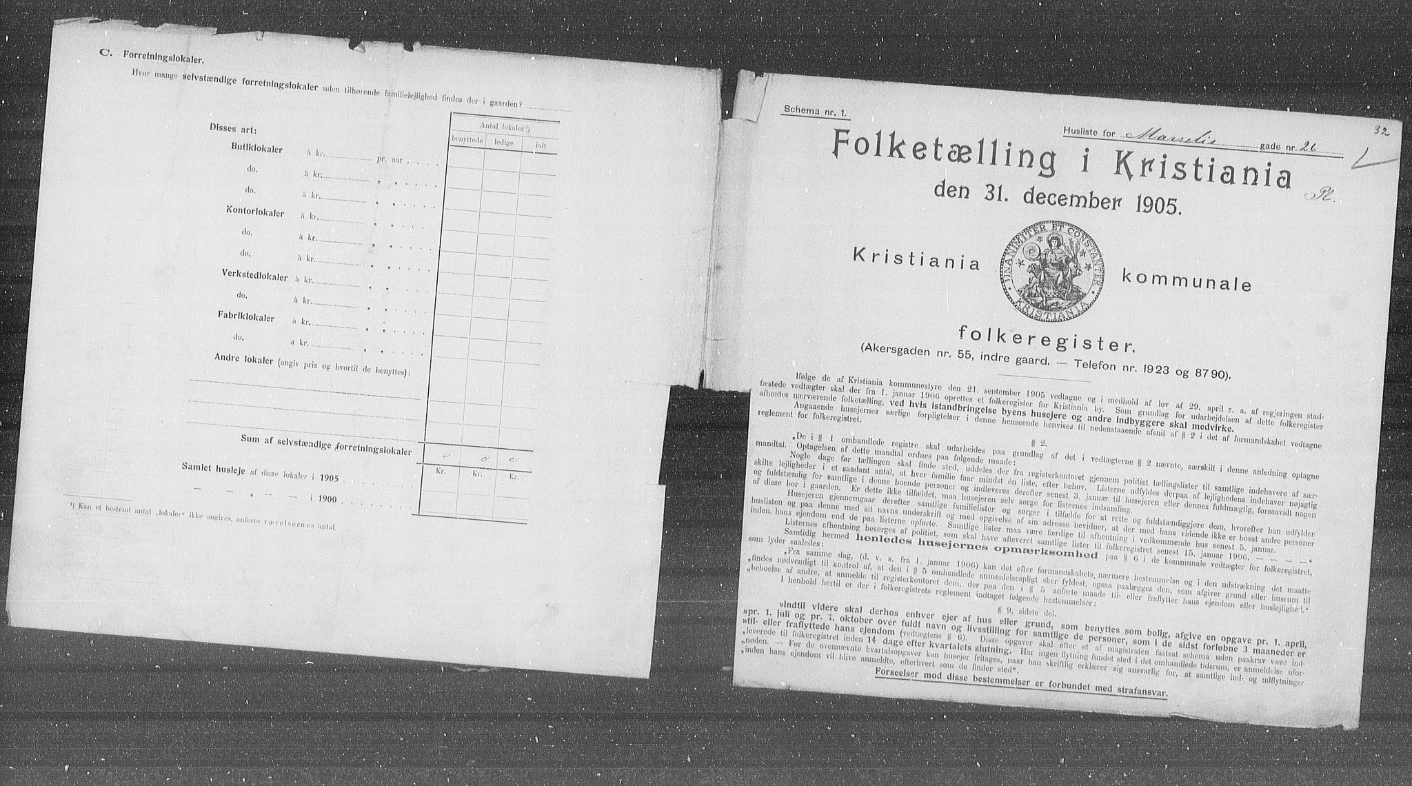 OBA, Municipal Census 1905 for Kristiania, 1905, p. 33868