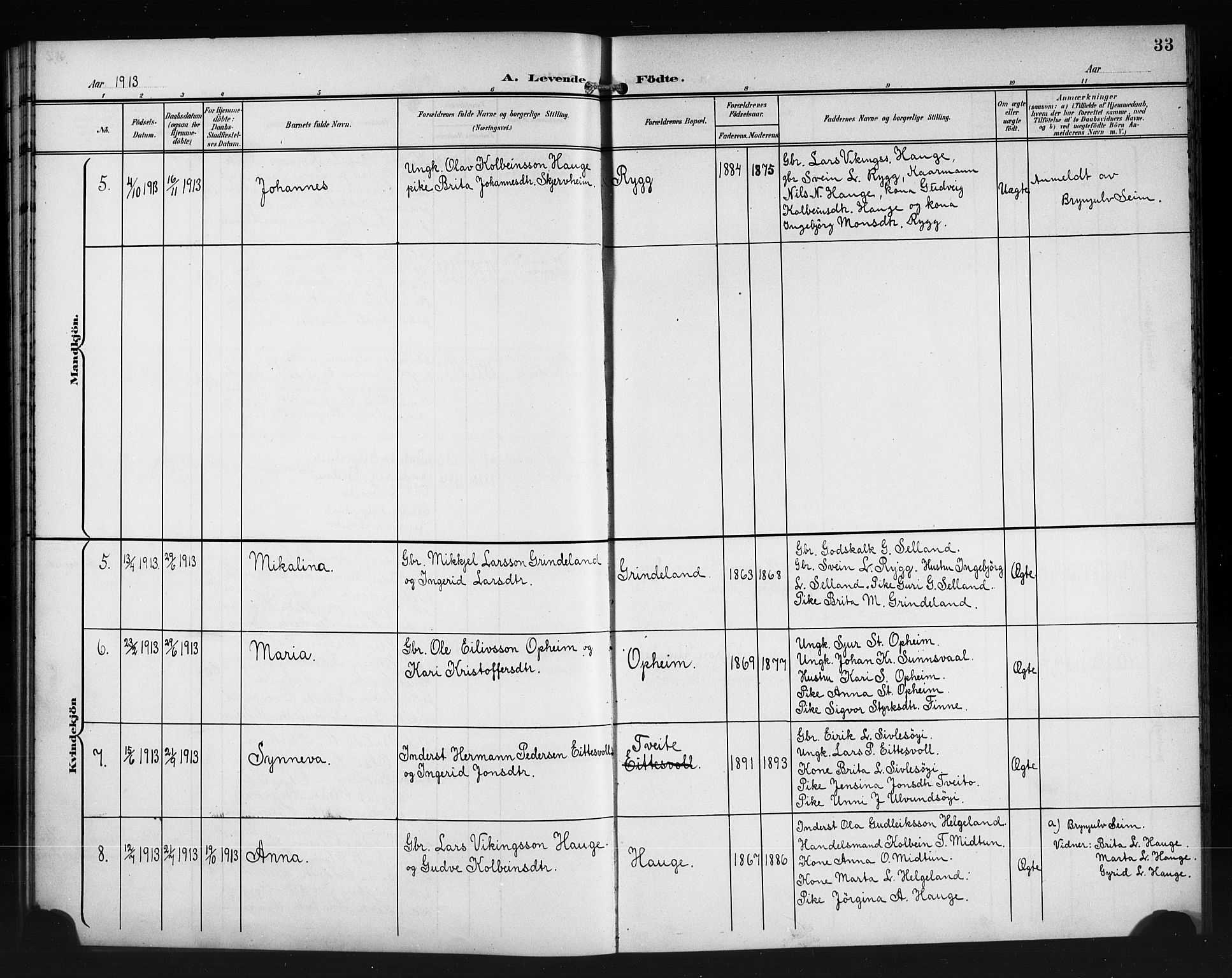 Vossestrand Sokneprestembete, AV/SAB-A-79101/H/Hab: Parish register (copy) no. A 3, 1900-1918, p. 33