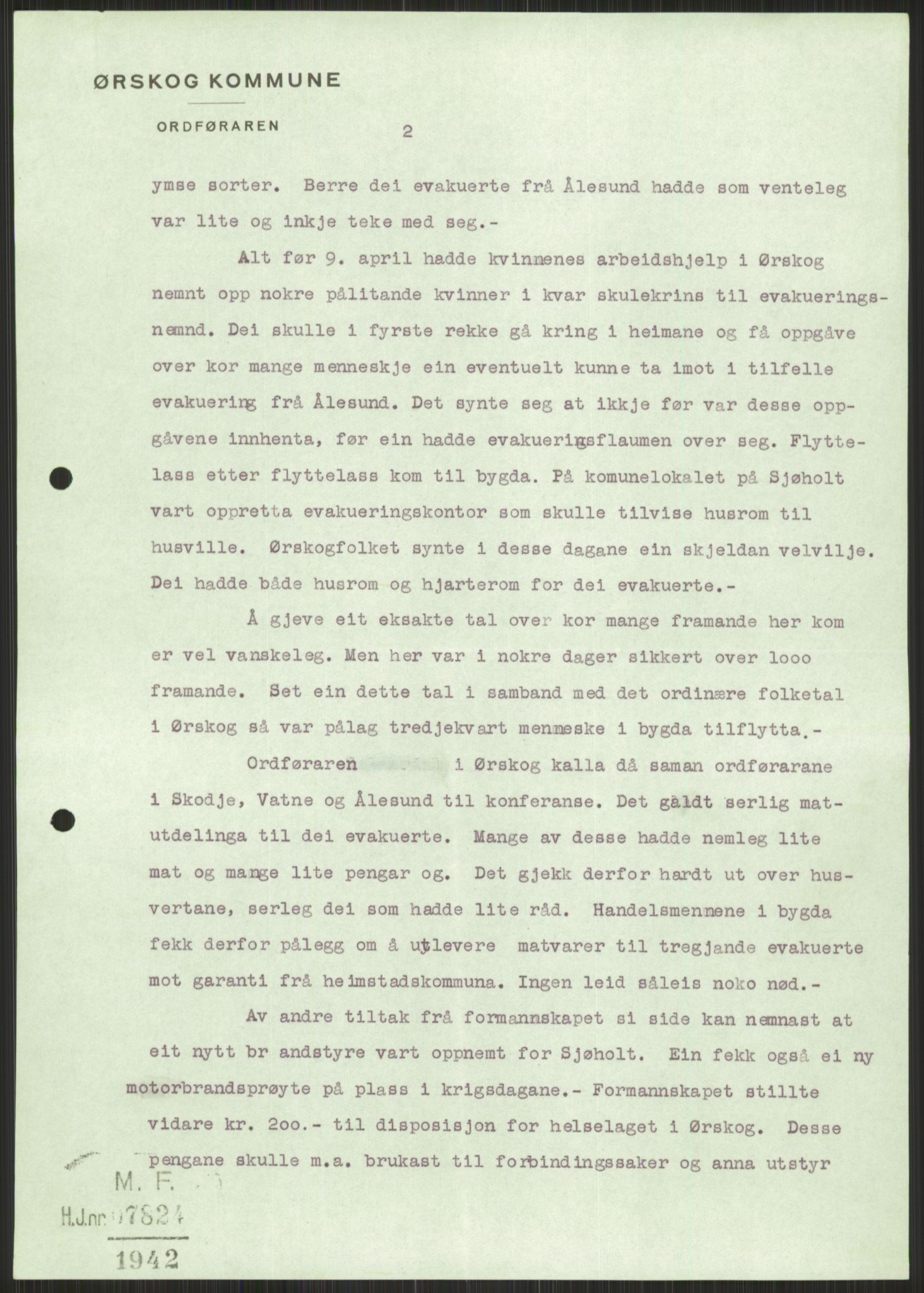 Forsvaret, Forsvarets krigshistoriske avdeling, AV/RA-RAFA-2017/Y/Ya/L0015: II-C-11-31 - Fylkesmenn.  Rapporter om krigsbegivenhetene 1940., 1940, p. 849