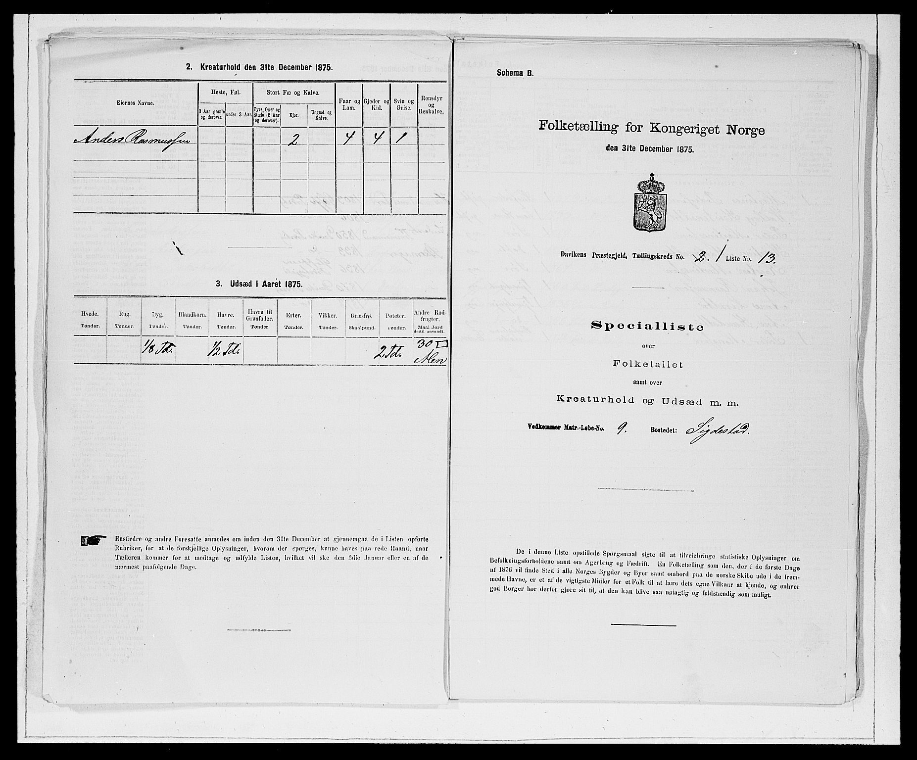 SAB, 1875 Census for 1442P Davik, 1875, p. 49