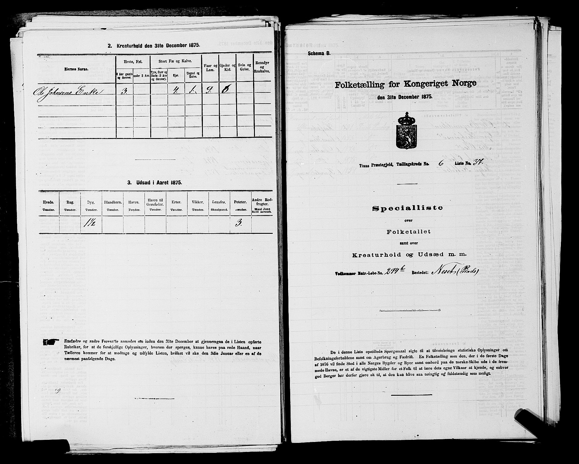 SAKO, 1875 census for 0826P Tinn, 1875, p. 821
