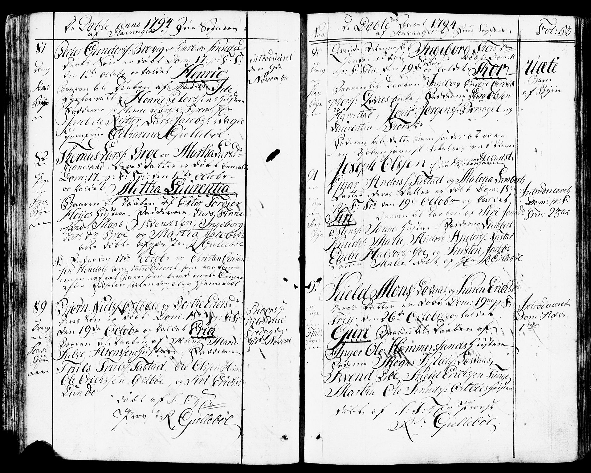 Domkirken sokneprestkontor, AV/SAST-A-101812/001/30/30BB/L0007: Parish register (copy) no. B 7, 1791-1813, p. 53