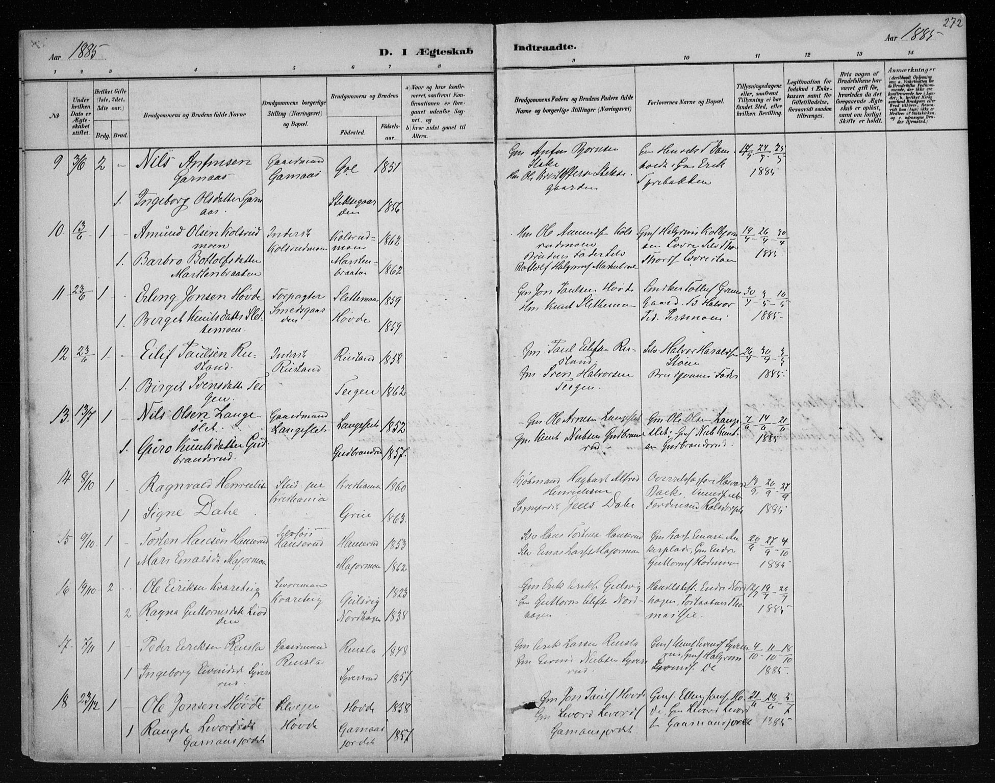 Nes kirkebøker, AV/SAKO-A-236/F/Fa/L0011: Parish register (official) no. 11, 1881-1912, p. 272