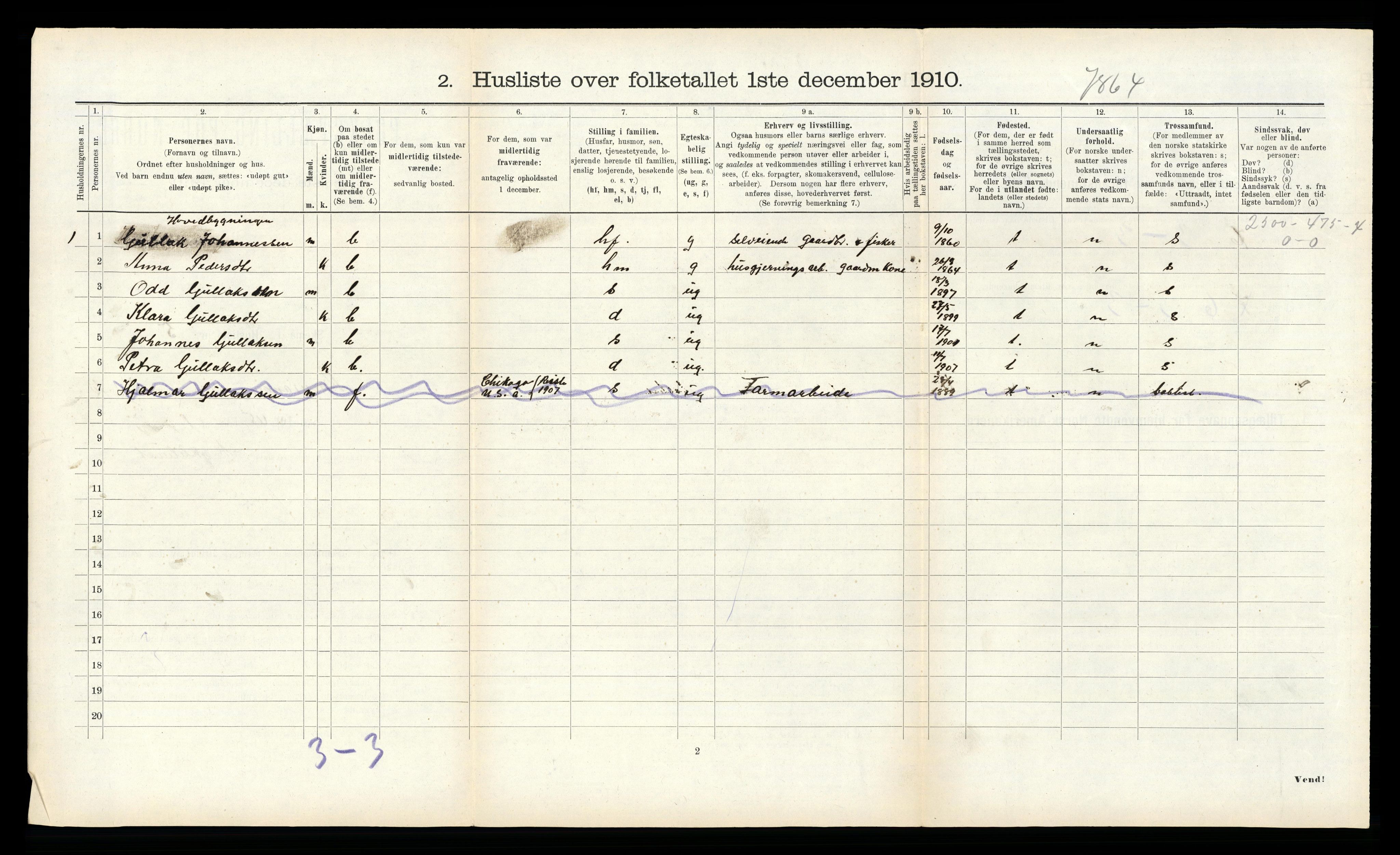 RA, 1910 census for Bremanger, 1910, p. 700