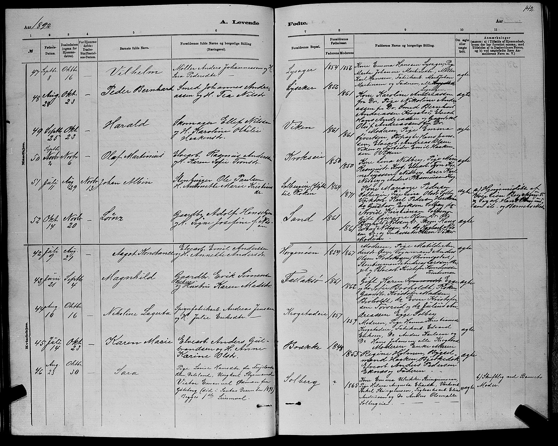 Nedre Eiker kirkebøker, SAKO/A-612/G/Ga/L0002: Parish register (copy) no. 2, 1880-1896, p. 142