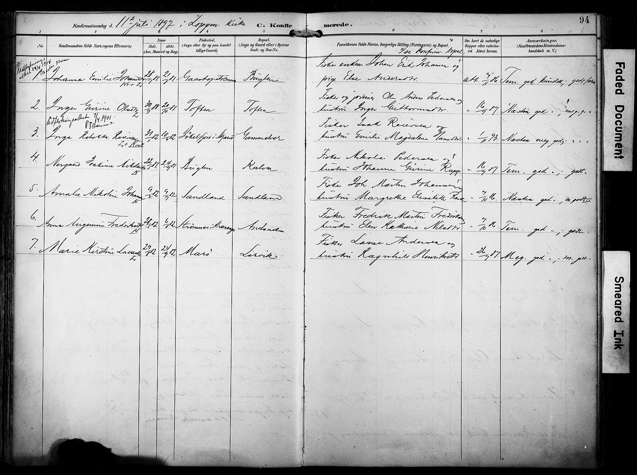 Loppa sokneprestkontor, AV/SATØ-S-1339/H/Ha/L0009kirke: Parish register (official) no. 9, 1895-1909, p. 94