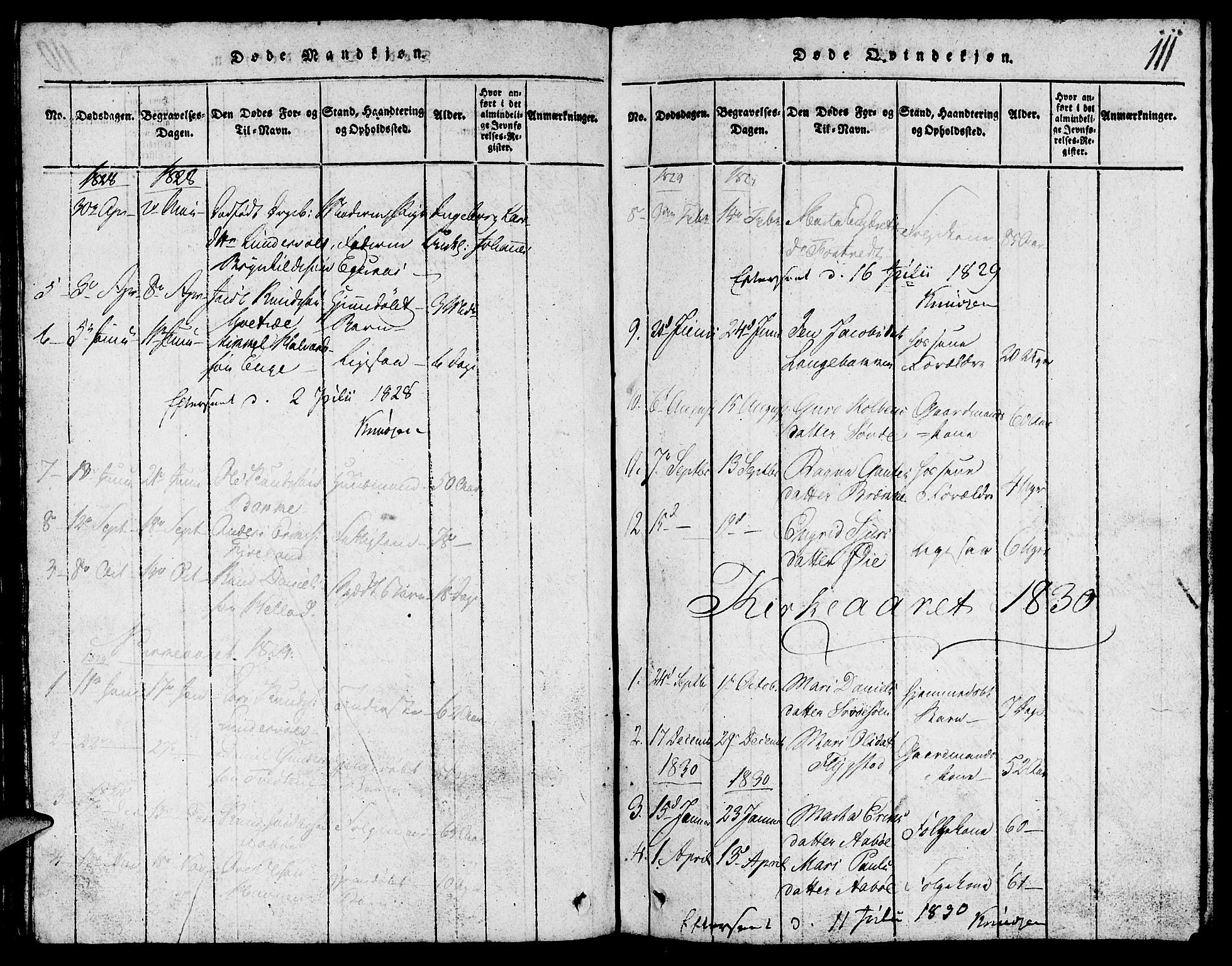 Suldal sokneprestkontor, SAST/A-101845/01/V/L0002: Parish register (copy) no. B 2, 1816-1845, p. 111
