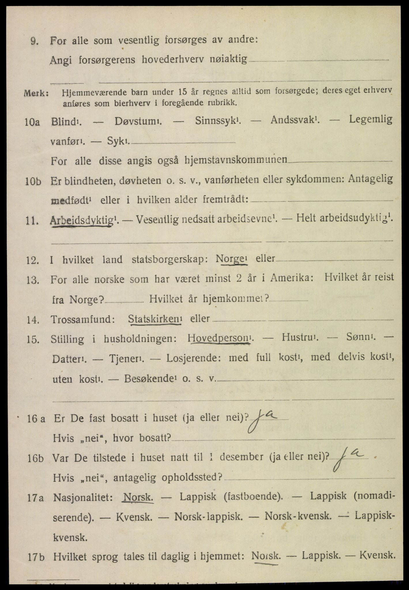 SAT, 1920 census for Snåsa, 1920, p. 1199