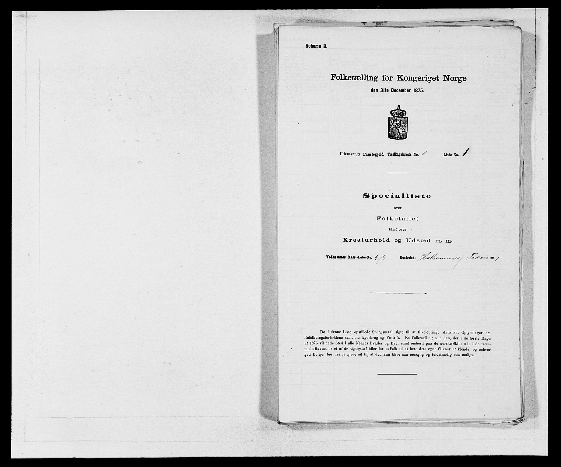 SAB, 1875 census for 1230P Ullensvang, 1875, p. 1109