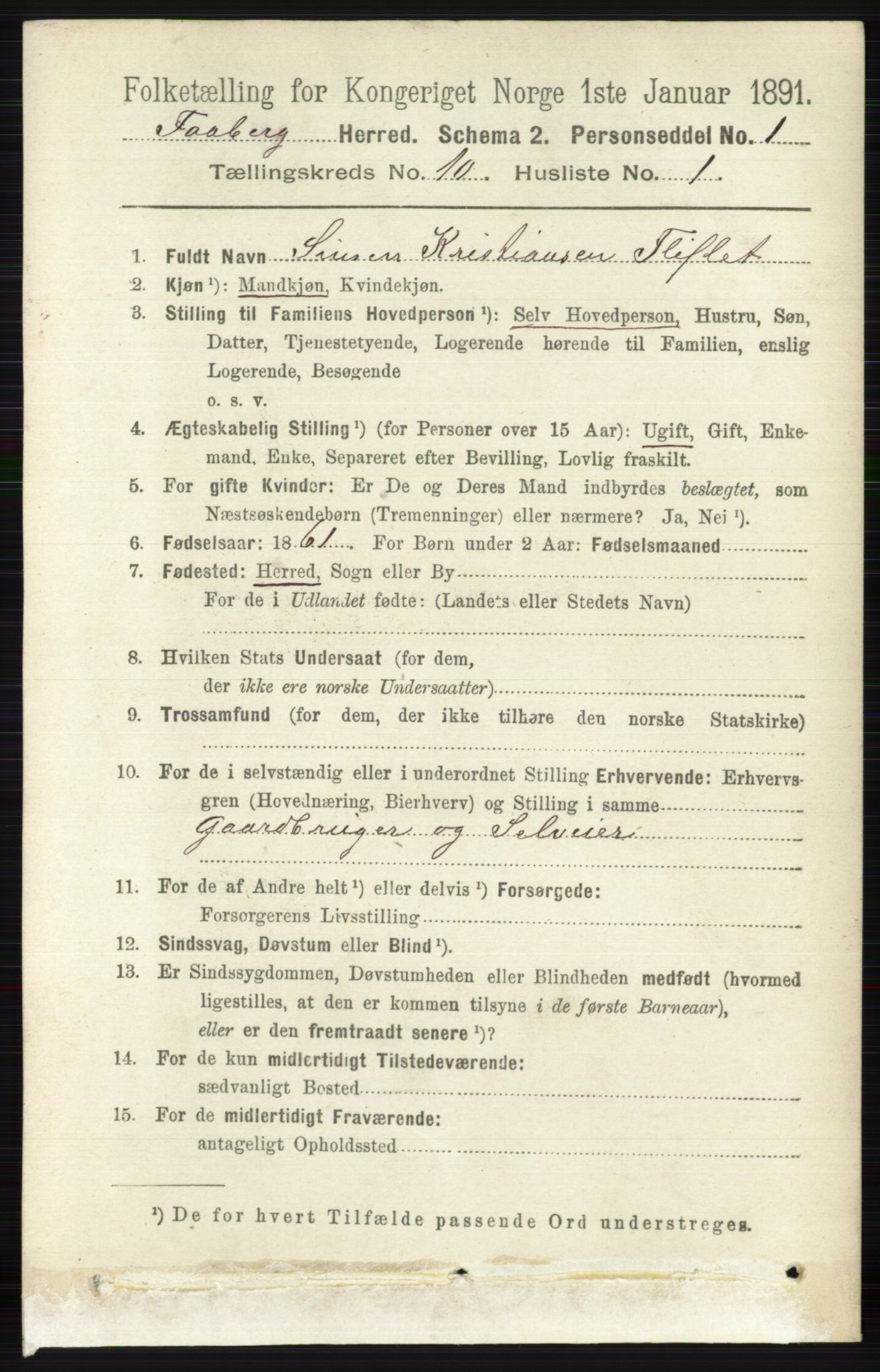 RA, 1891 census for 0524 Fåberg, 1891, p. 4106