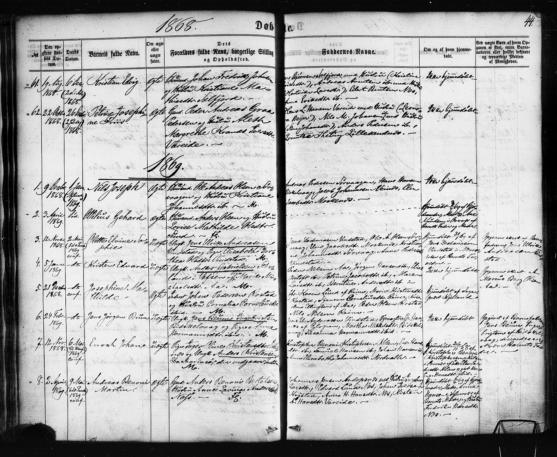 Ministerialprotokoller, klokkerbøker og fødselsregistre - Nordland, SAT/A-1459/885/L1203: Parish register (official) no. 885A04, 1859-1877, p. 44