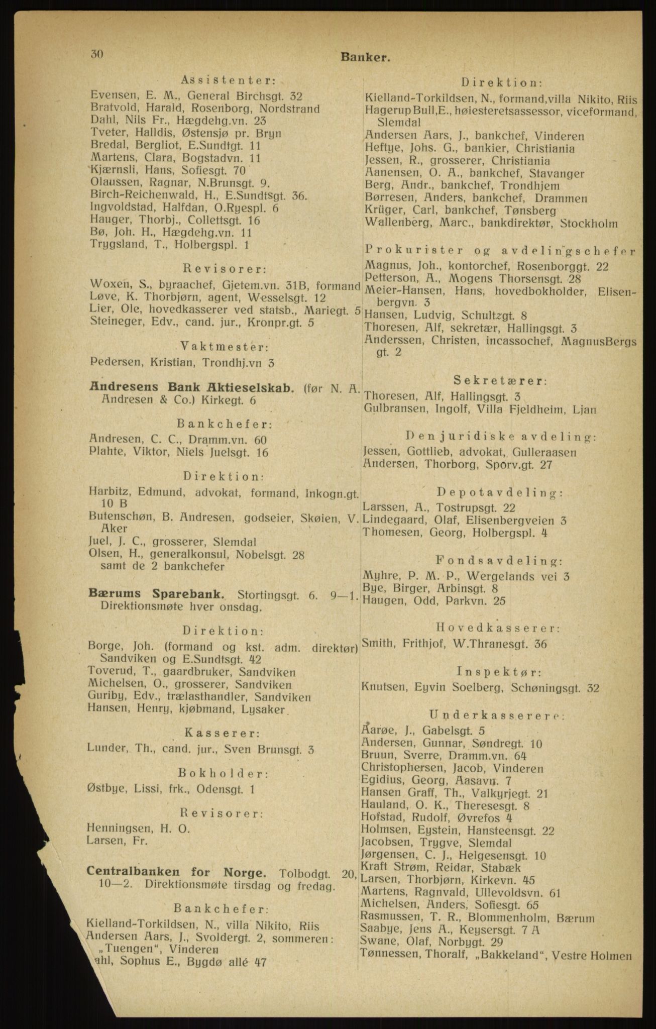 Kristiania/Oslo adressebok, PUBL/-, 1916, p. 30