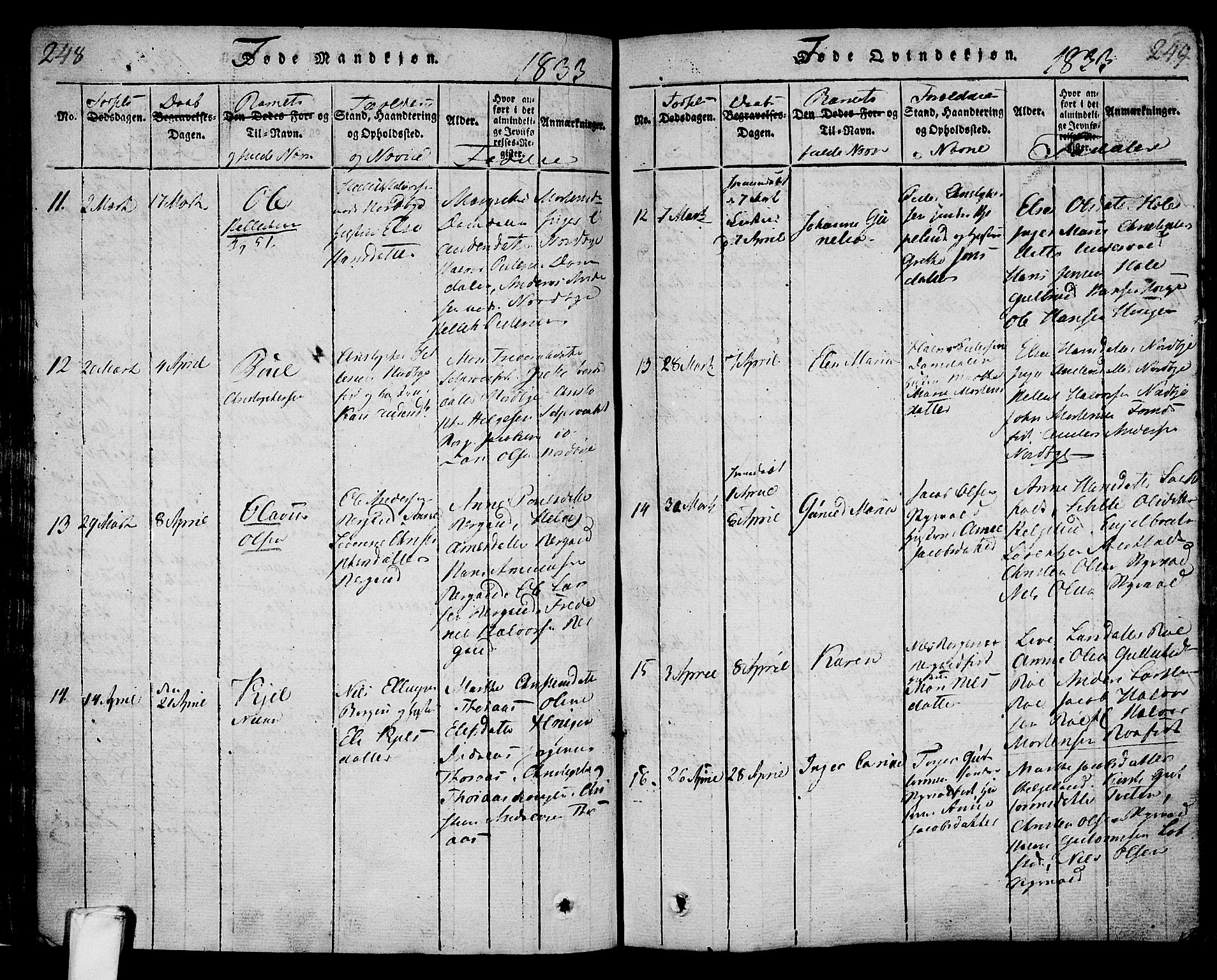 Lardal kirkebøker, AV/SAKO-A-350/F/Fa/L0005: Parish register (official) no. I 5, 1814-1835, p. 248-249