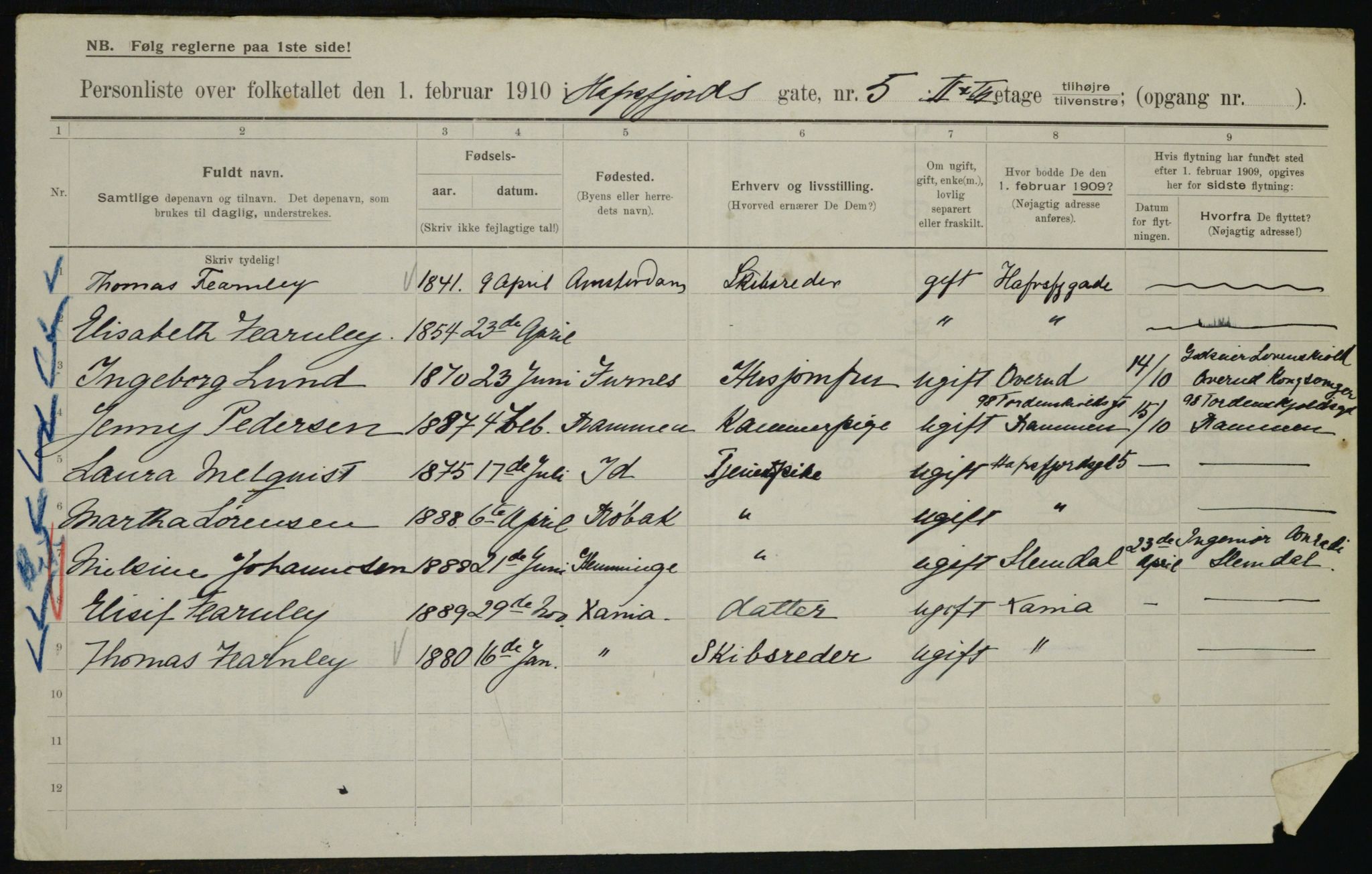 OBA, Municipal Census 1910 for Kristiania, 1910, p. 31923