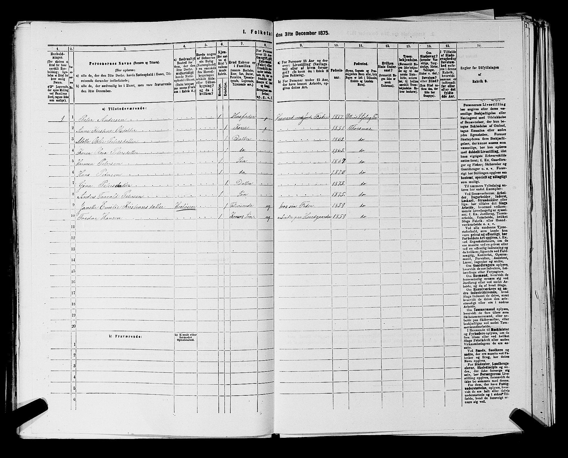 RA, 1875 census for 0113P Borge, 1875, p. 1086