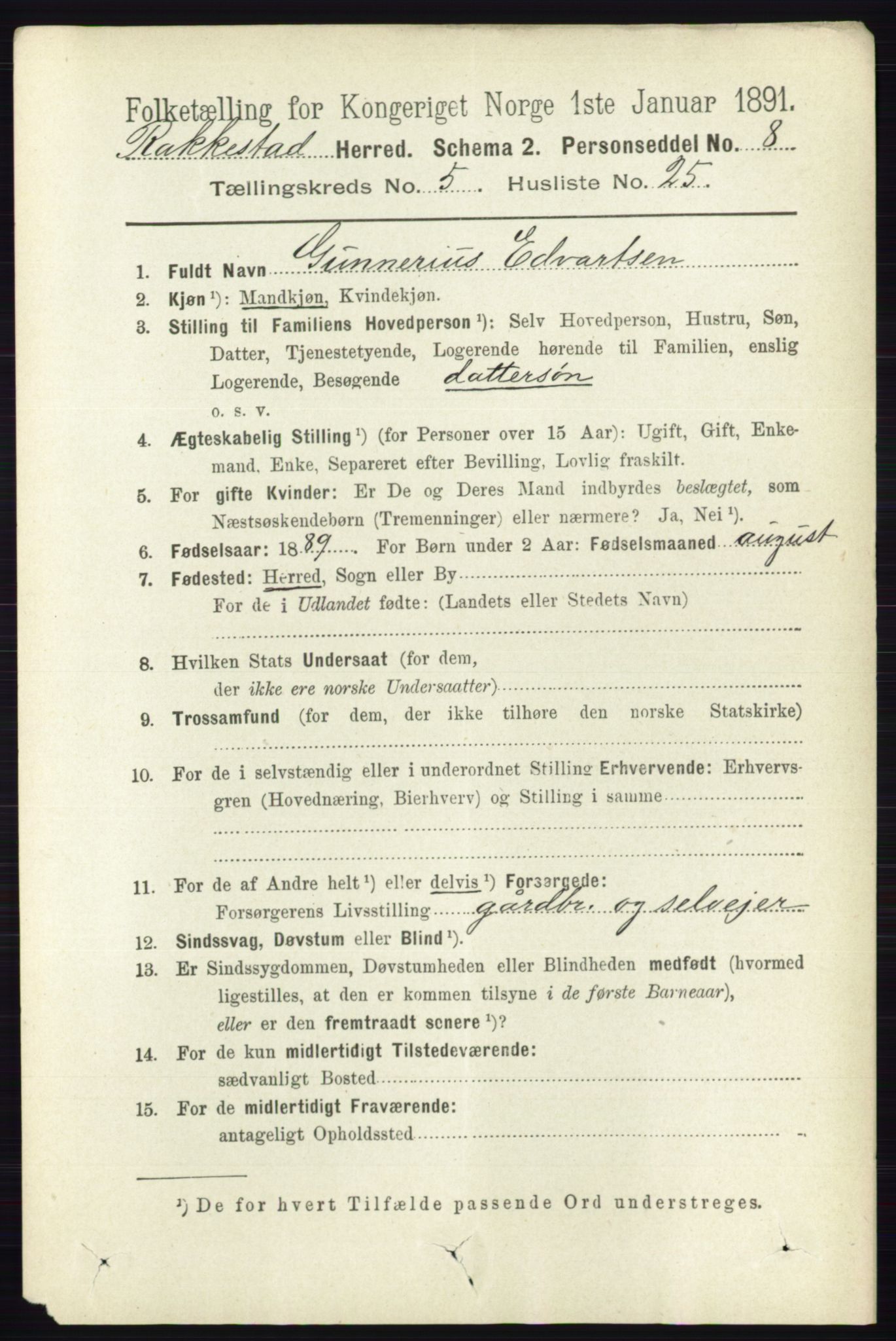 RA, 1891 census for 0128 Rakkestad, 1891, p. 2382