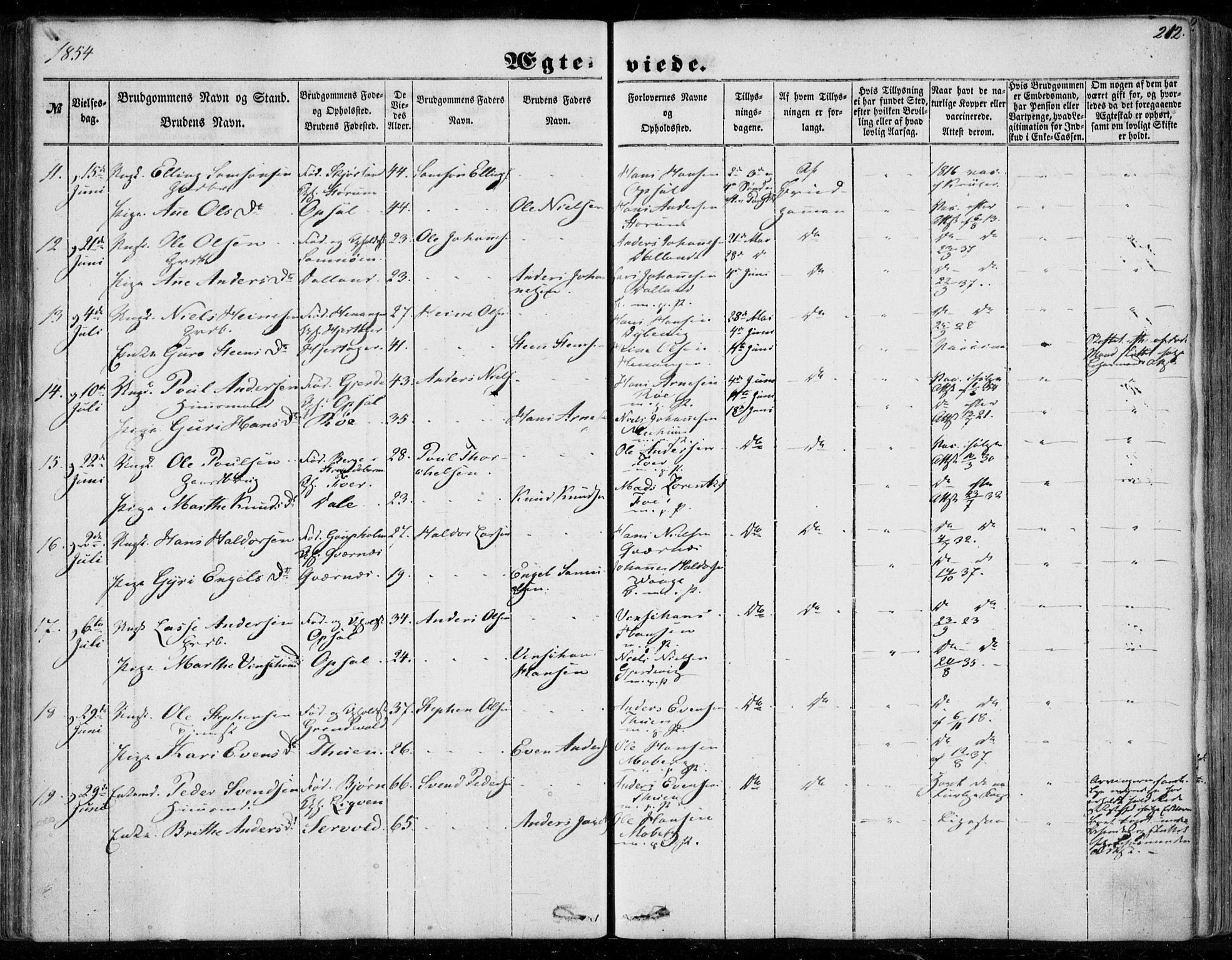 Os sokneprestembete, AV/SAB-A-99929: Parish register (official) no. A 16, 1851-1859, p. 212