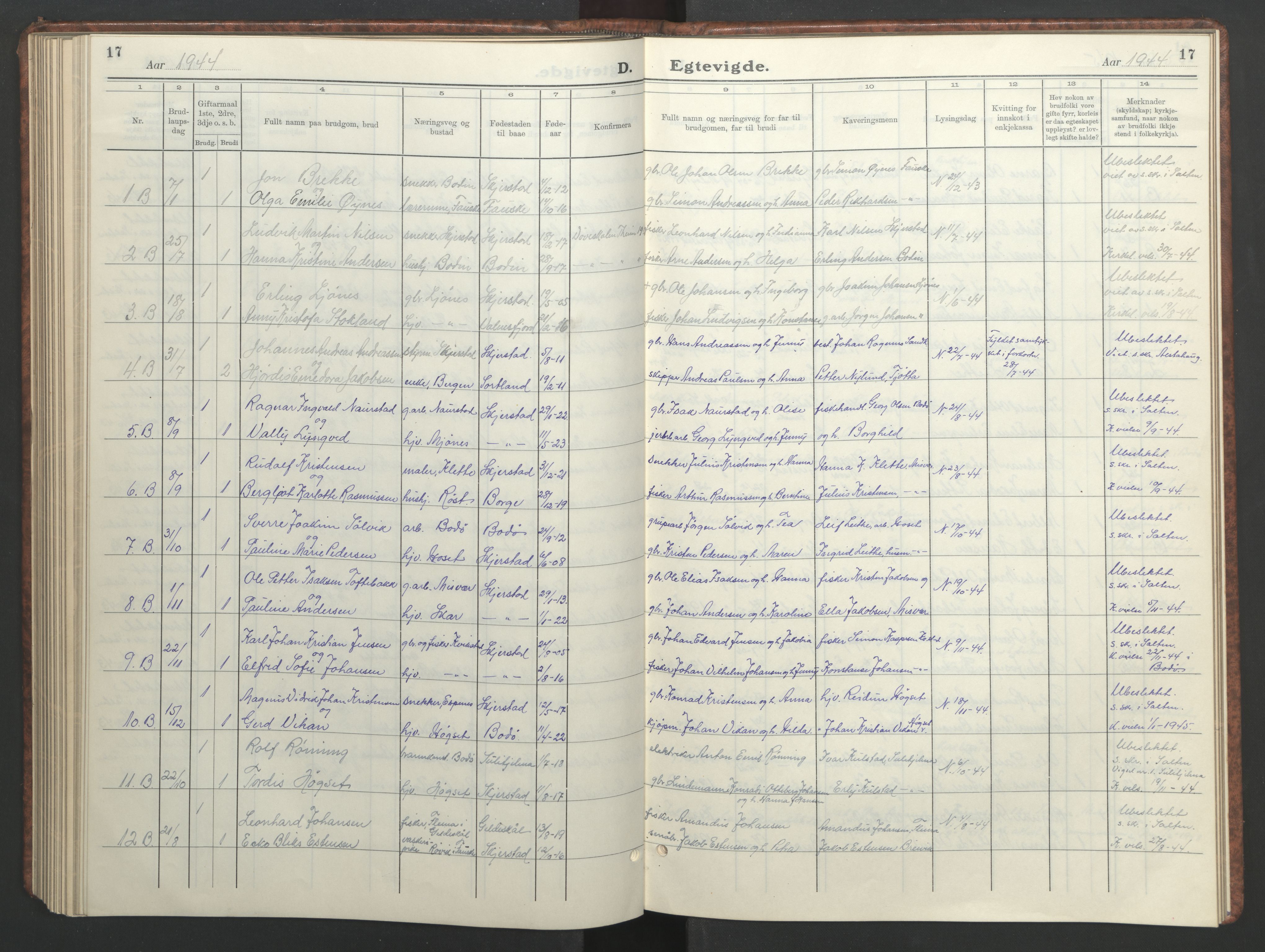 Ministerialprotokoller, klokkerbøker og fødselsregistre - Nordland, AV/SAT-A-1459/852/L0758: Parish register (copy) no. 852C09, 1935-1952, p. 17