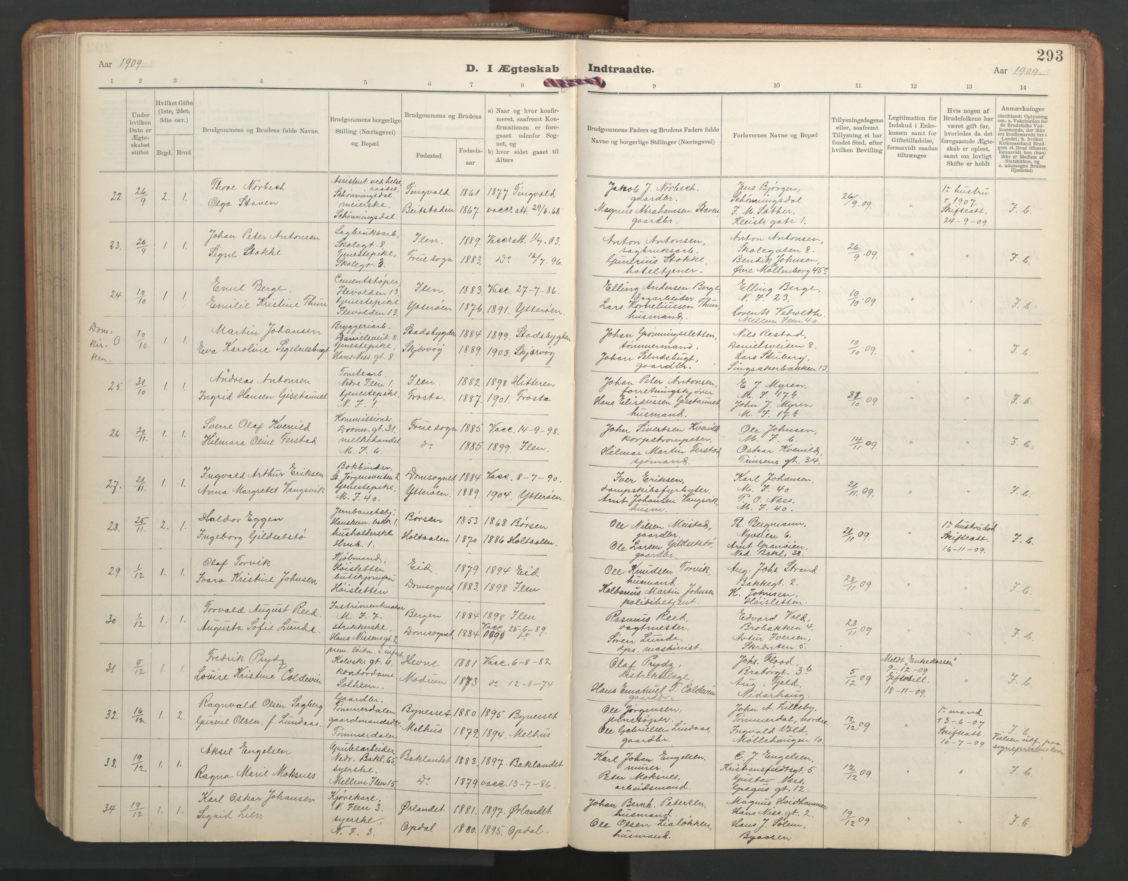 Ministerialprotokoller, klokkerbøker og fødselsregistre - Sør-Trøndelag, SAT/A-1456/603/L0173: Parish register (copy) no. 603C01, 1907-1962, p. 293