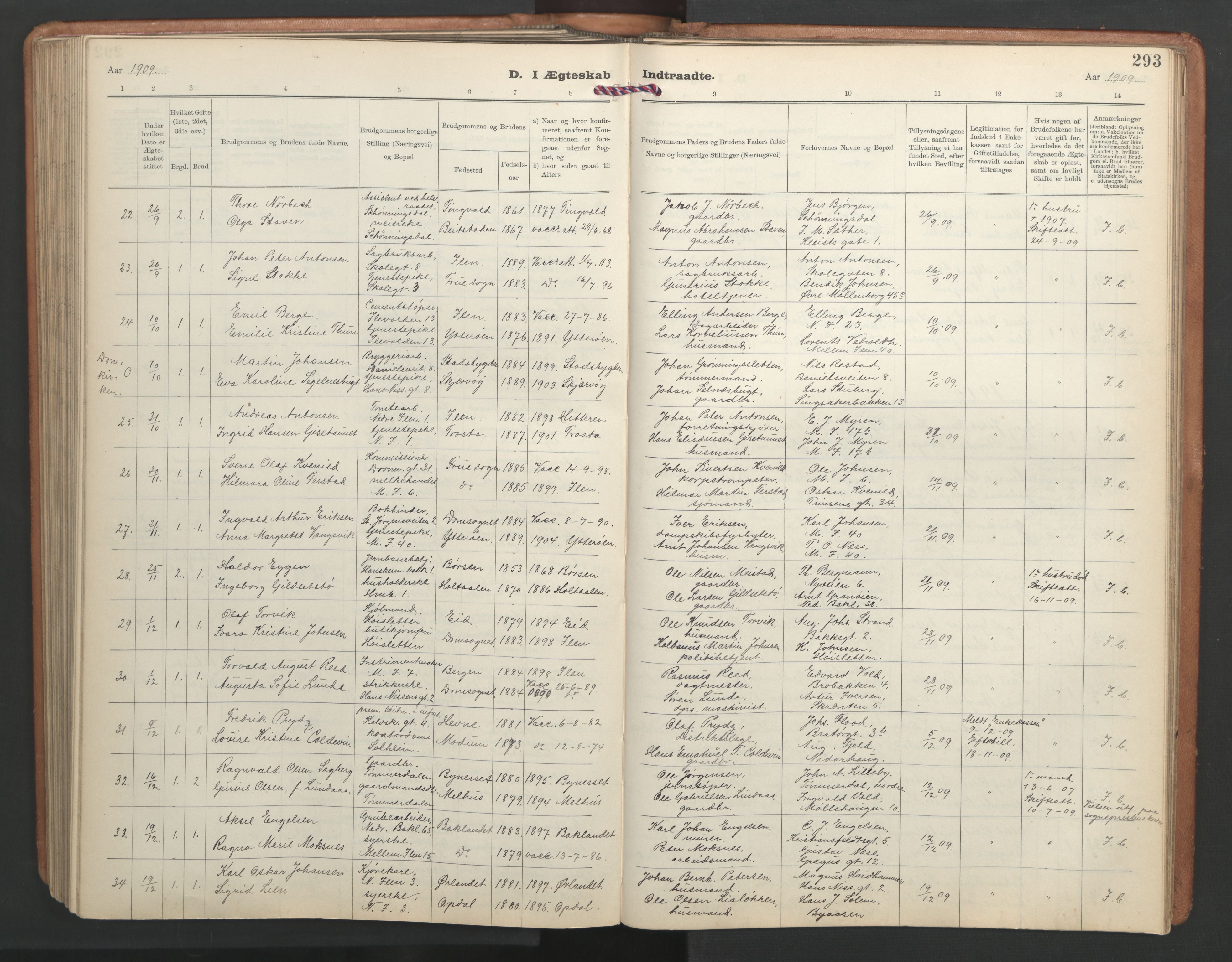 Ministerialprotokoller, klokkerbøker og fødselsregistre - Sør-Trøndelag, AV/SAT-A-1456/603/L0173: Parish register (copy) no. 603C01, 1907-1962, p. 293