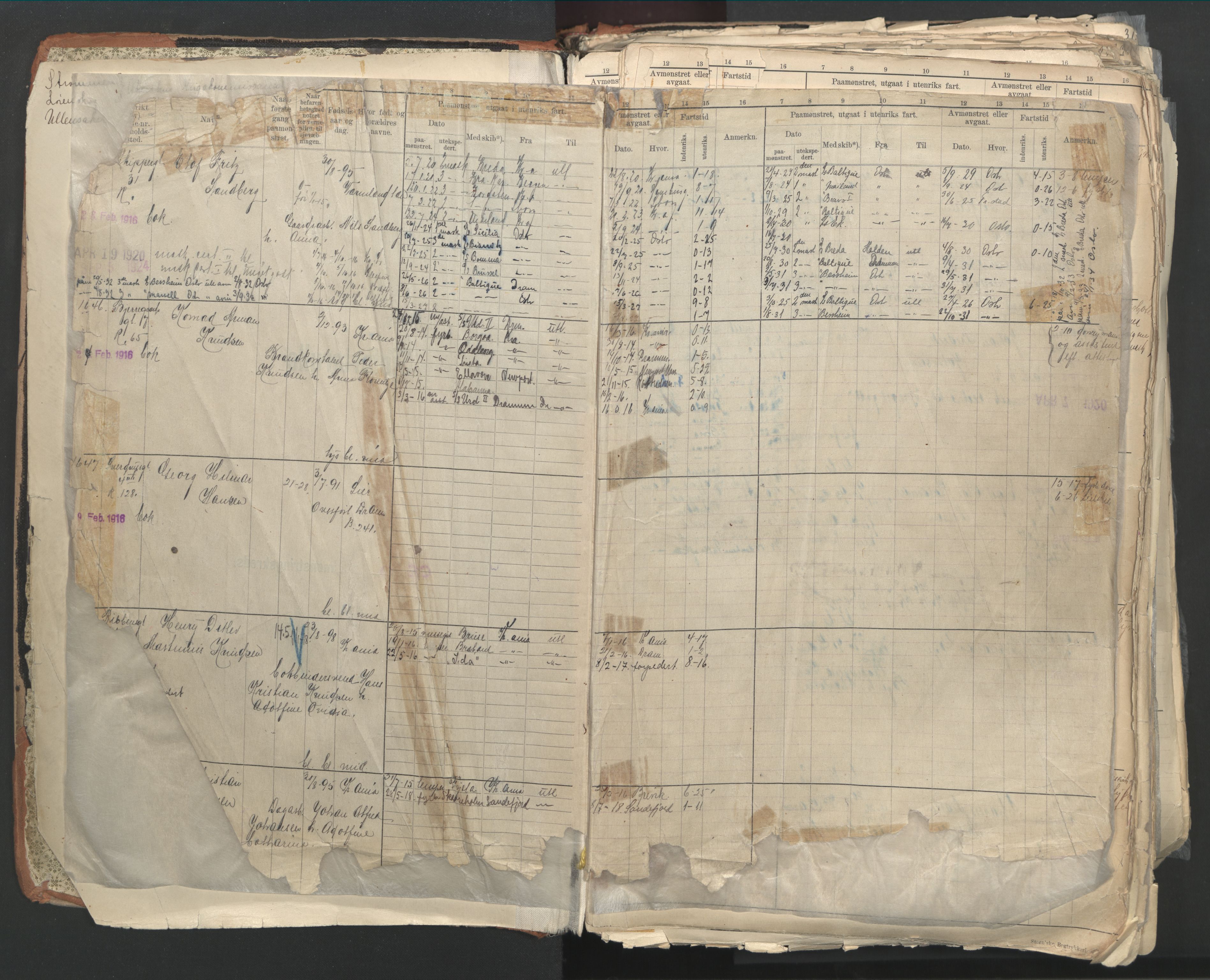 Oslo sjømannskontor, AV/SAO-A-10595/F/Fd/L0003: B-rulle, 1916, p. 1a
