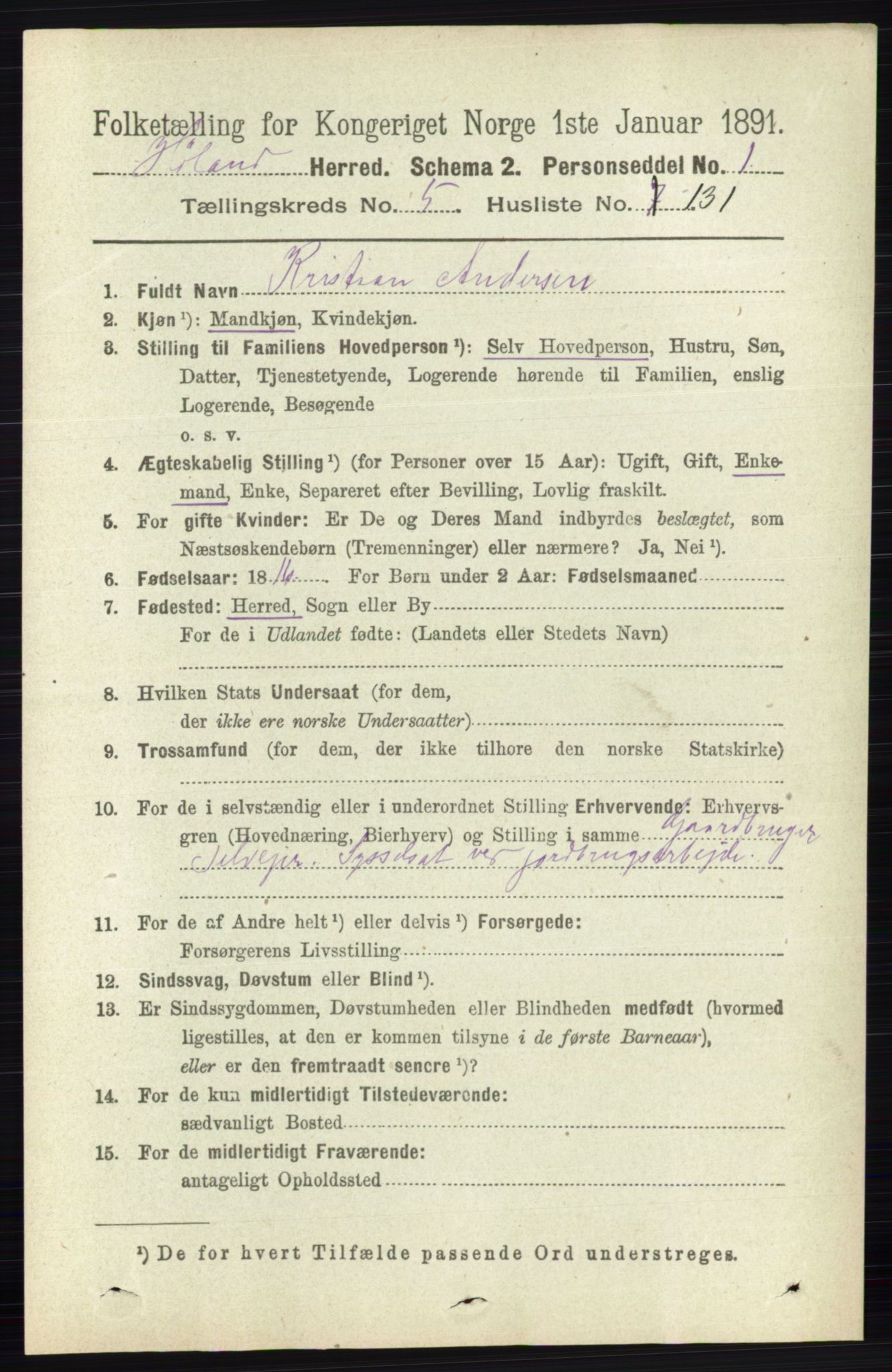 RA, 1891 census for 0221 Høland, 1891, p. 4254