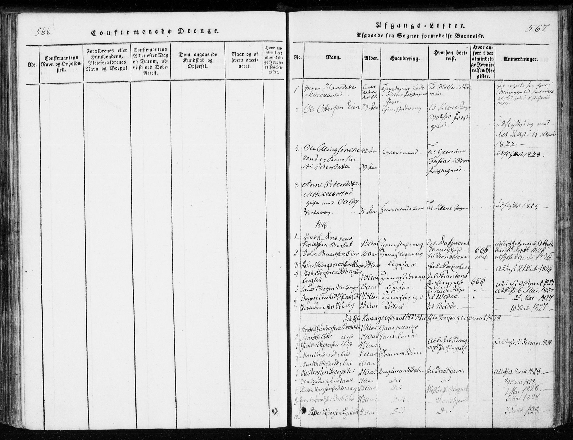 Ministerialprotokoller, klokkerbøker og fødselsregistre - Møre og Romsdal, SAT/A-1454/551/L0623: Parish register (official) no. 551A03, 1818-1831, p. 566-567
