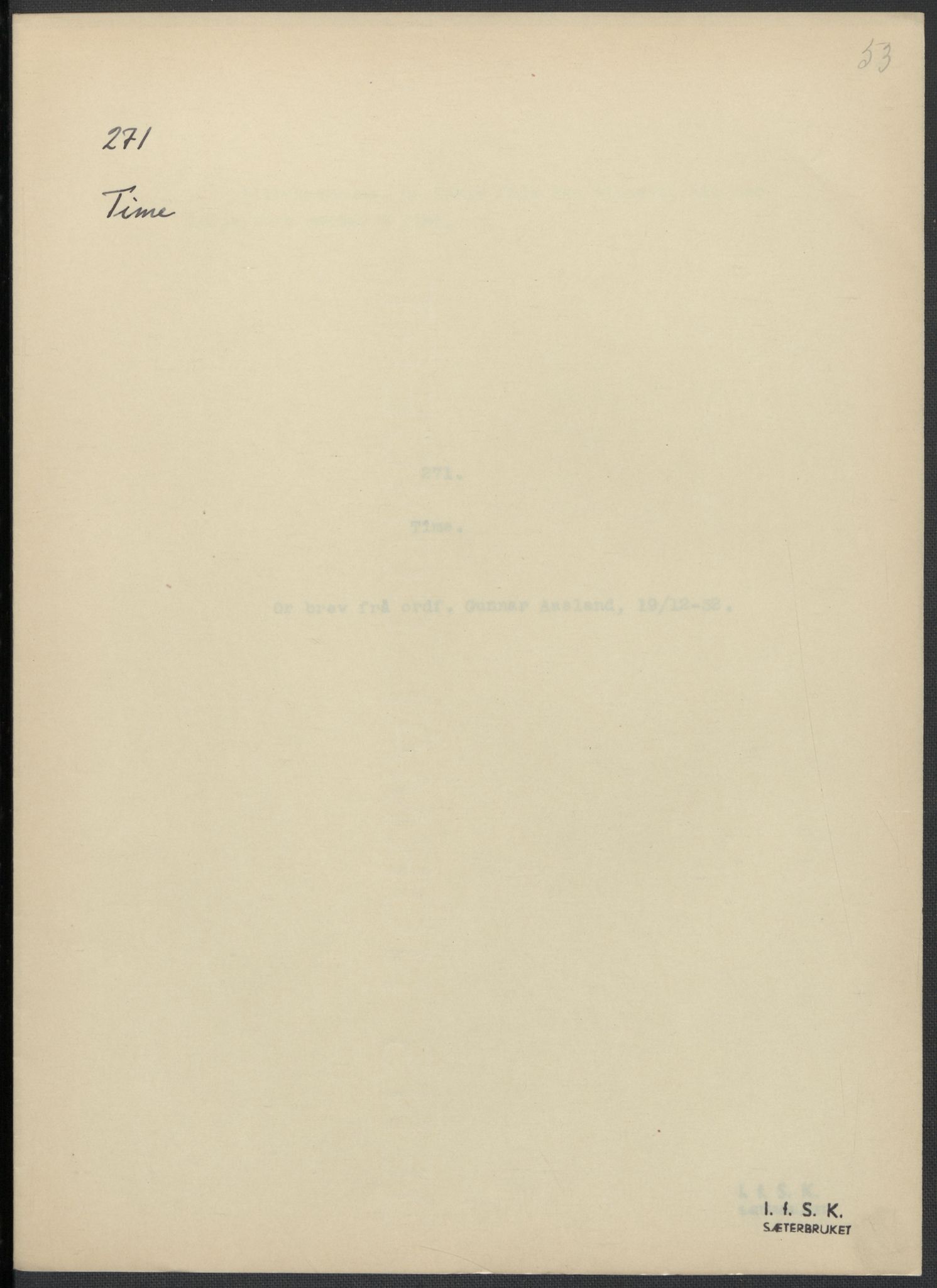 Instituttet for sammenlignende kulturforskning, AV/RA-PA-0424/F/Fc/L0009/0001: Eske B9: / Rogaland (perm XXII), 1932-1935, p. 53