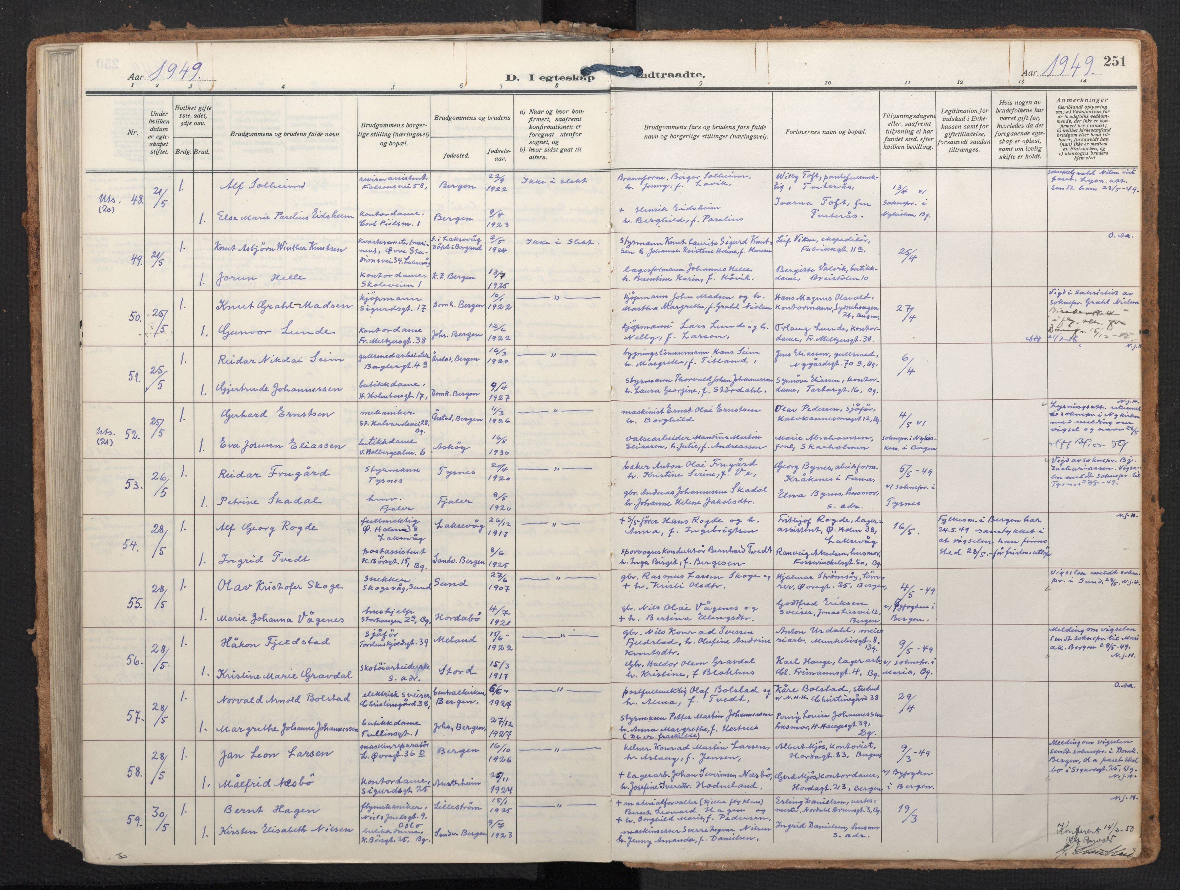 Johanneskirken sokneprestembete, AV/SAB-A-76001/H/Haa/L0014: Parish register (official) no. D 3, 1929-1949, p. 250b-251a