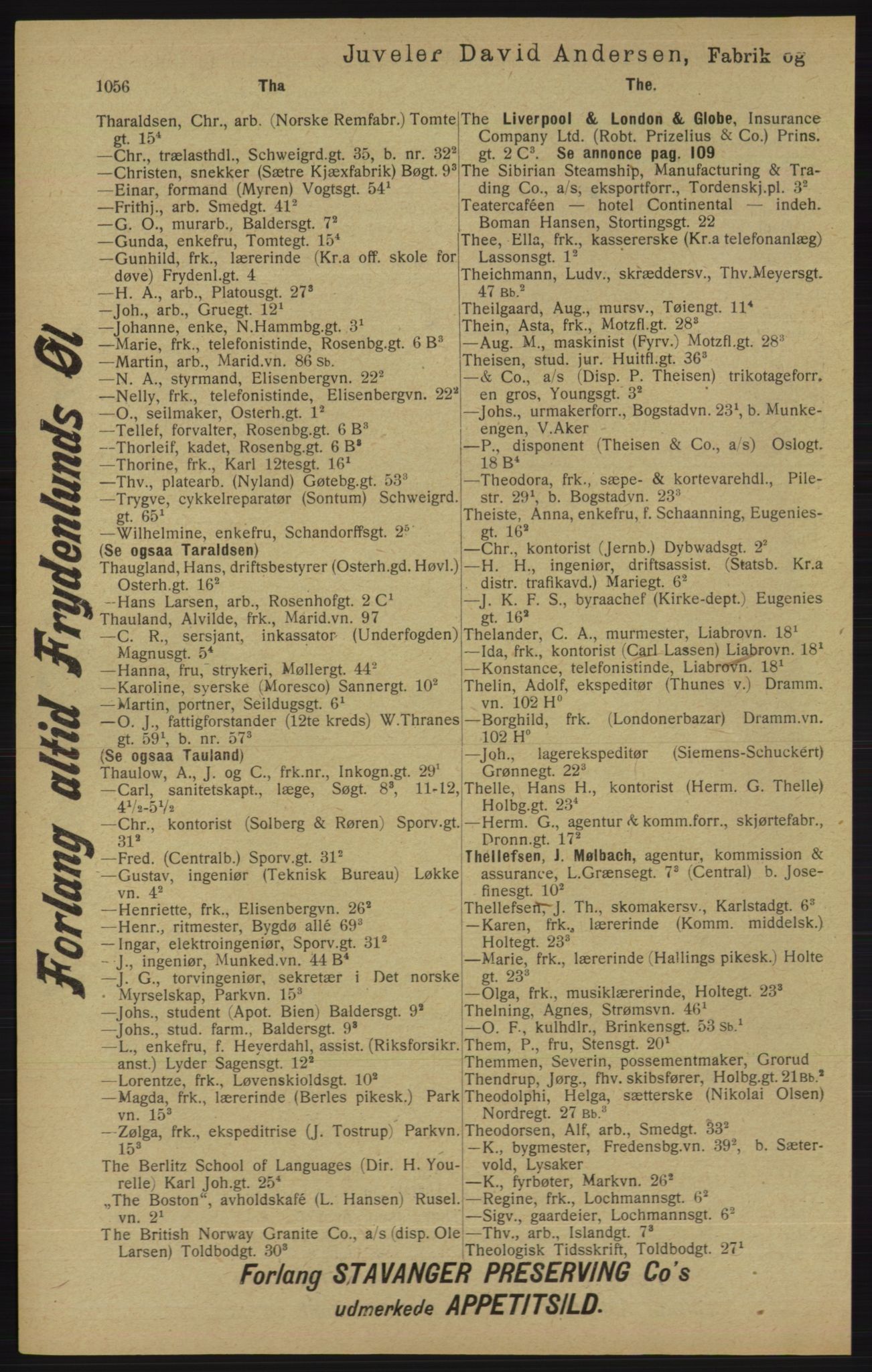 Kristiania/Oslo adressebok, PUBL/-, 1913, p. 1068