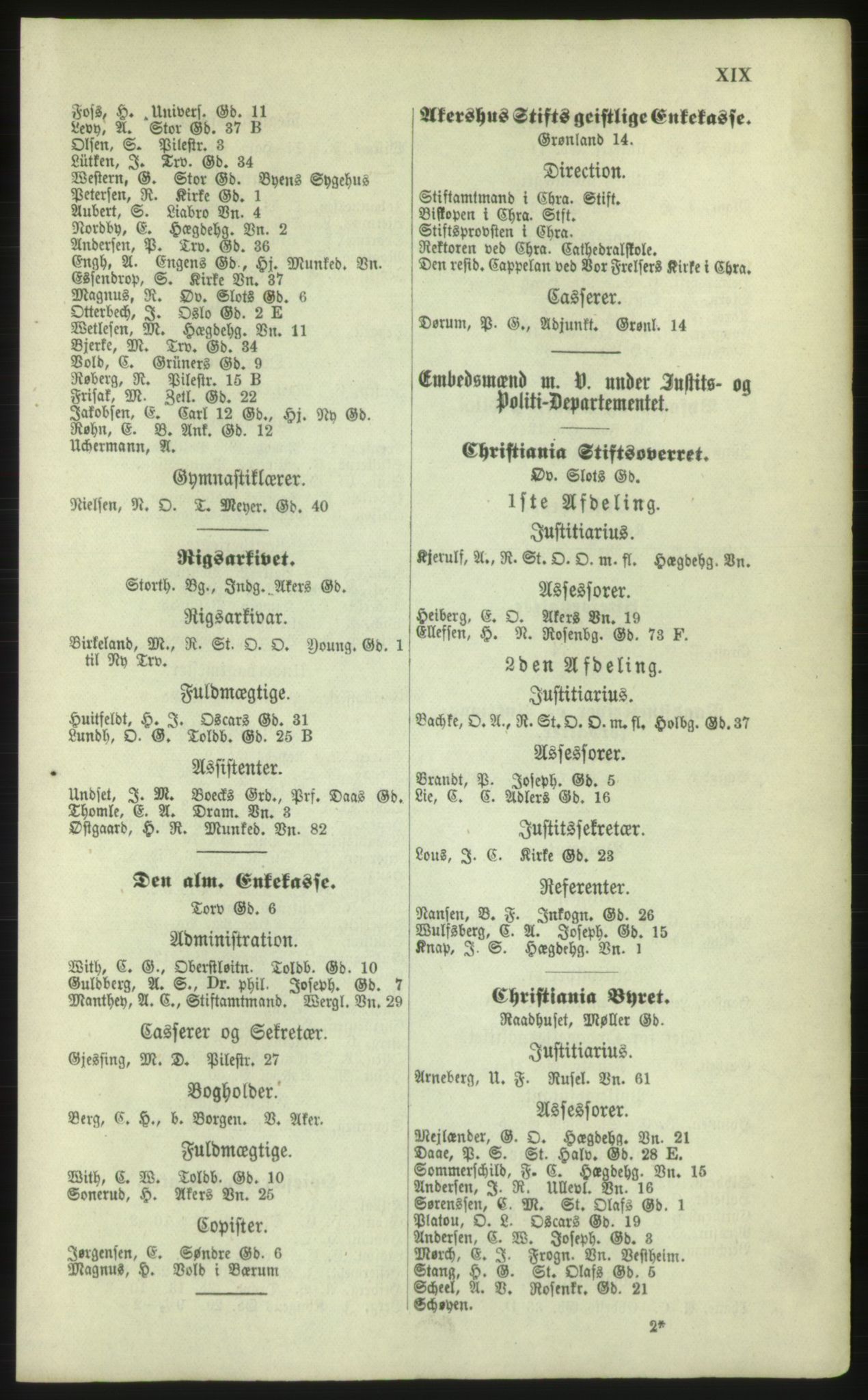 Kristiania/Oslo adressebok, PUBL/-, 1879, p. XIX