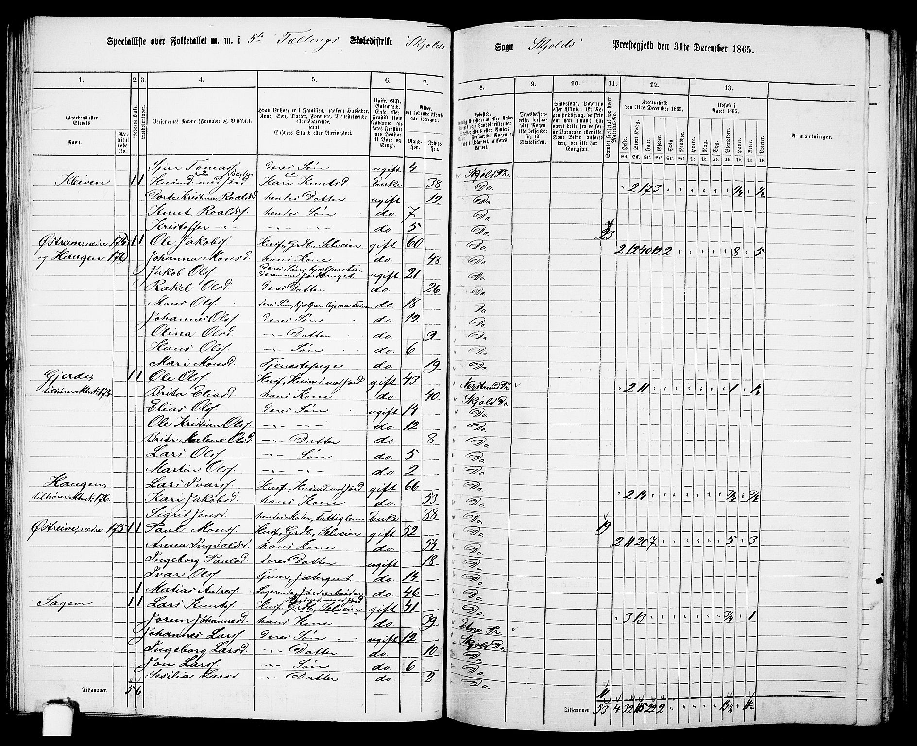 RA, 1865 census for Skjold, 1865, p. 78