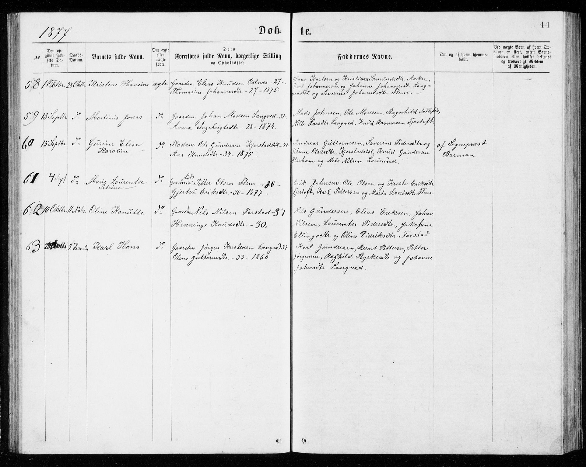 Ministerialprotokoller, klokkerbøker og fødselsregistre - Møre og Romsdal, AV/SAT-A-1454/536/L0509: Parish register (copy) no. 536C04, 1871-1881, p. 44