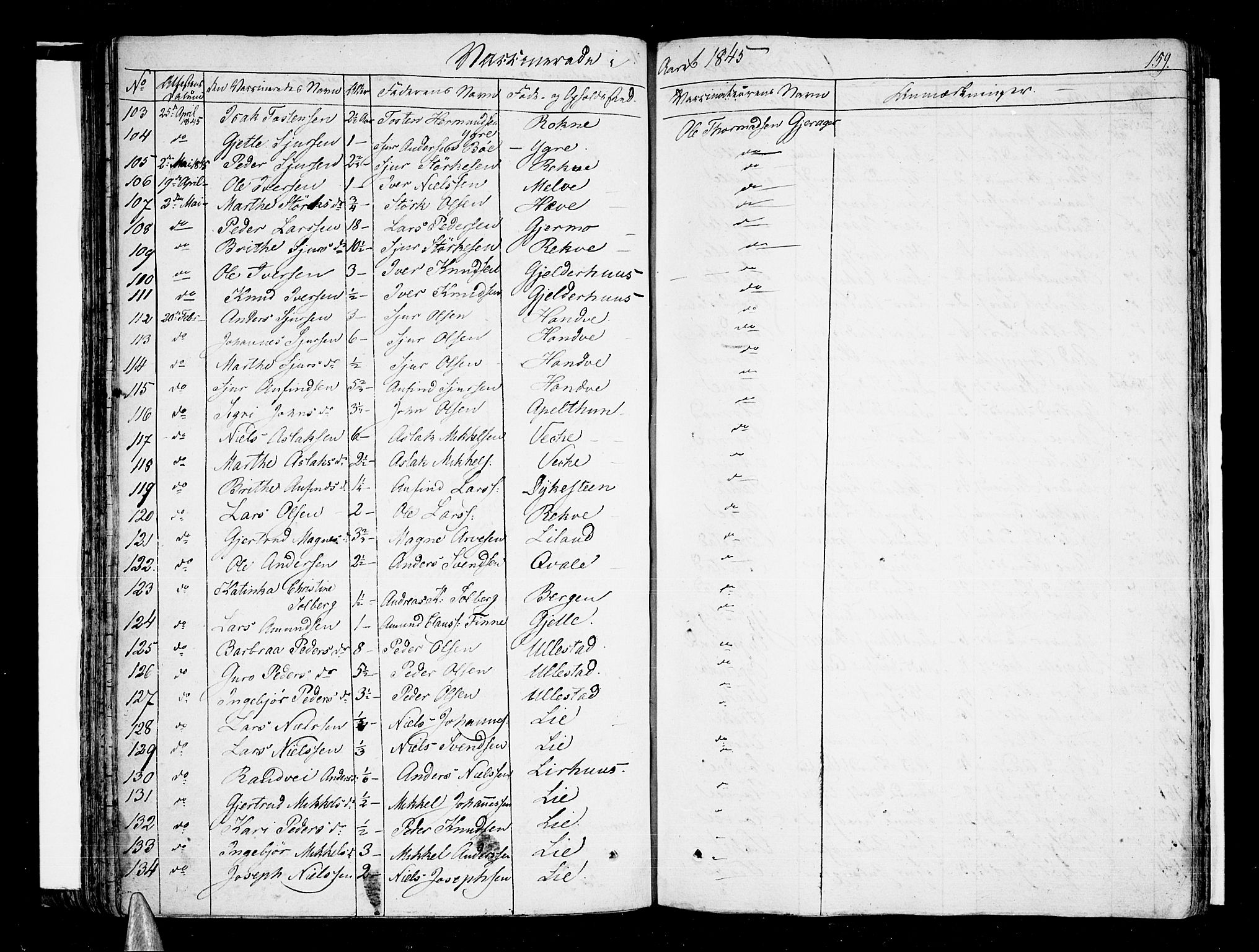 Voss sokneprestembete, AV/SAB-A-79001/H/Haa: Parish register (official) no. A 12, 1823-1837, p. 159