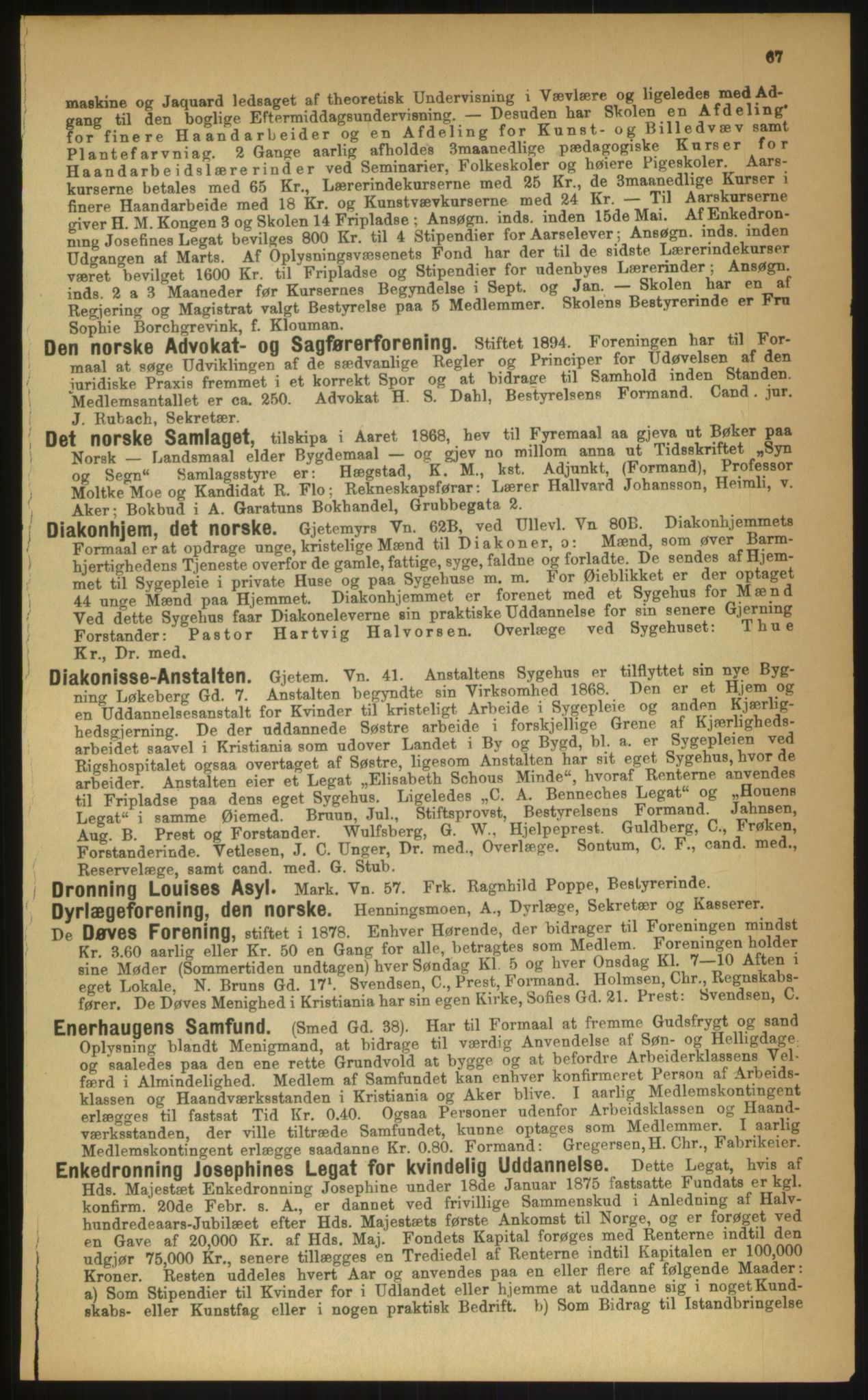 Kristiania/Oslo adressebok, PUBL/-, 1899, p. 67