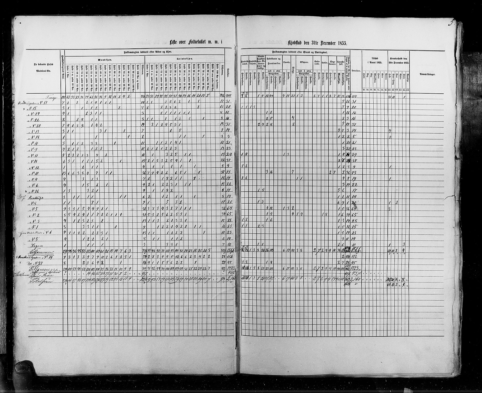 RA, Census 1855, vol. 7: Fredrikshald-Kragerø, 1855, p. 5