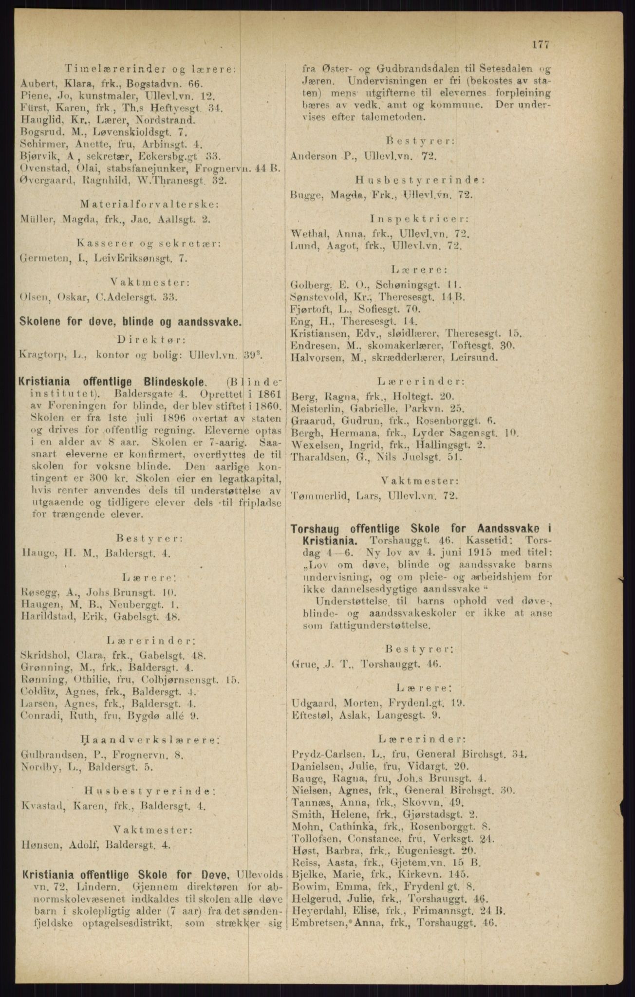 Kristiania/Oslo adressebok, PUBL/-, 1916, p. 177