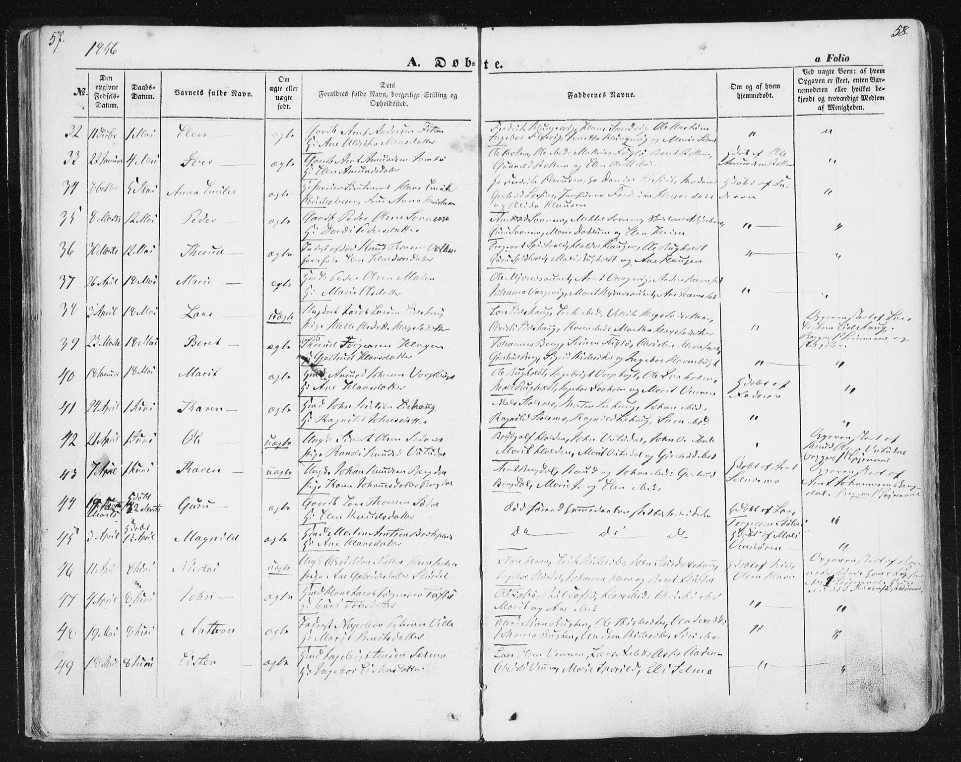 Ministerialprotokoller, klokkerbøker og fødselsregistre - Sør-Trøndelag, AV/SAT-A-1456/630/L0494: Parish register (official) no. 630A07, 1852-1868, p. 57-58