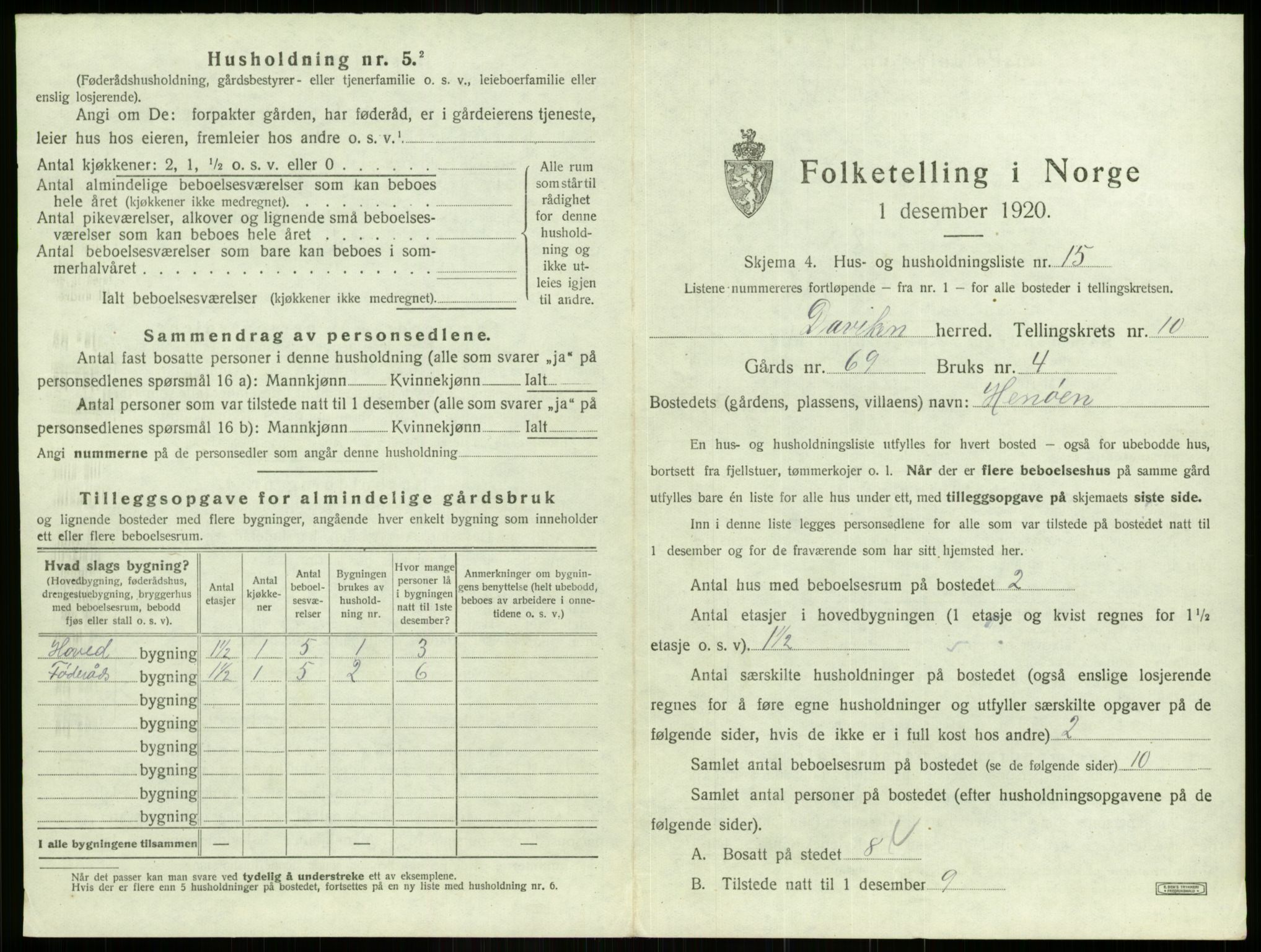 SAB, 1920 census for Davik, 1920, p. 719