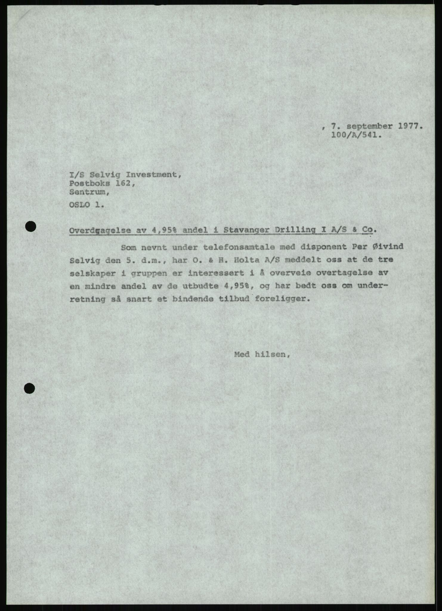 Pa 1503 - Stavanger Drilling AS, AV/SAST-A-101906/D/L0007: Korrespondanse og saksdokumenter, 1974-1981, p. 476