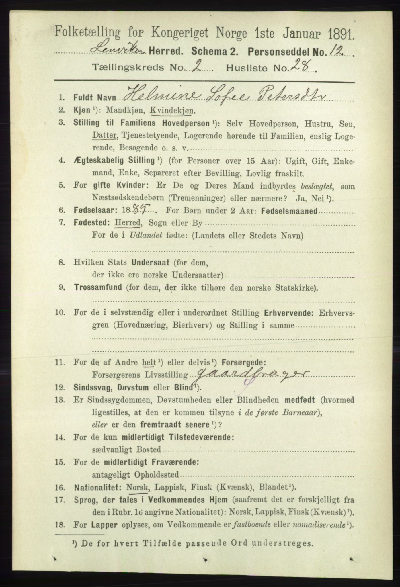 RA, 1891 census for 1931 Lenvik, 1891, p. 973