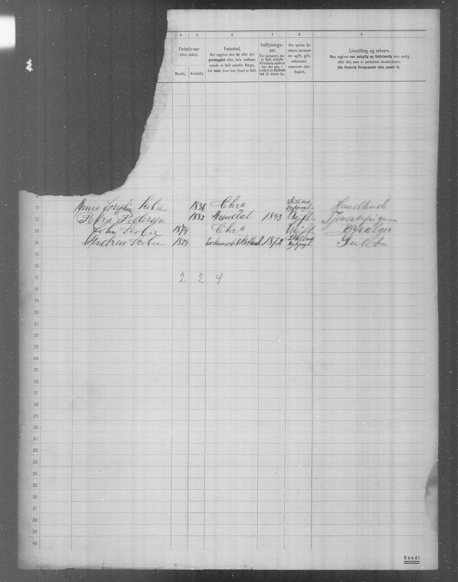 OBA, Municipal Census 1904 for Kristiania, 1904, p. 16655