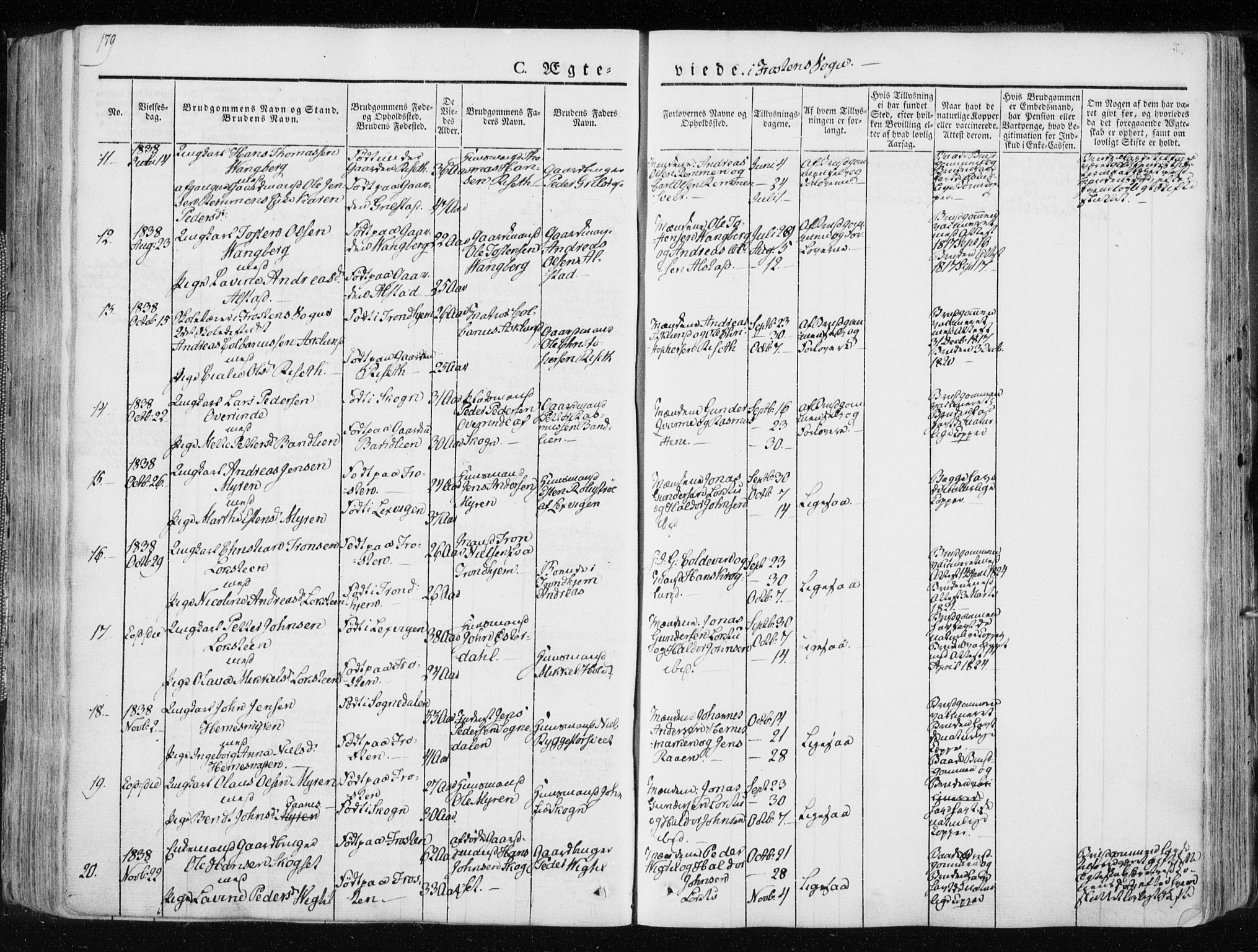 Ministerialprotokoller, klokkerbøker og fødselsregistre - Nord-Trøndelag, AV/SAT-A-1458/713/L0114: Parish register (official) no. 713A05, 1827-1839, p. 179