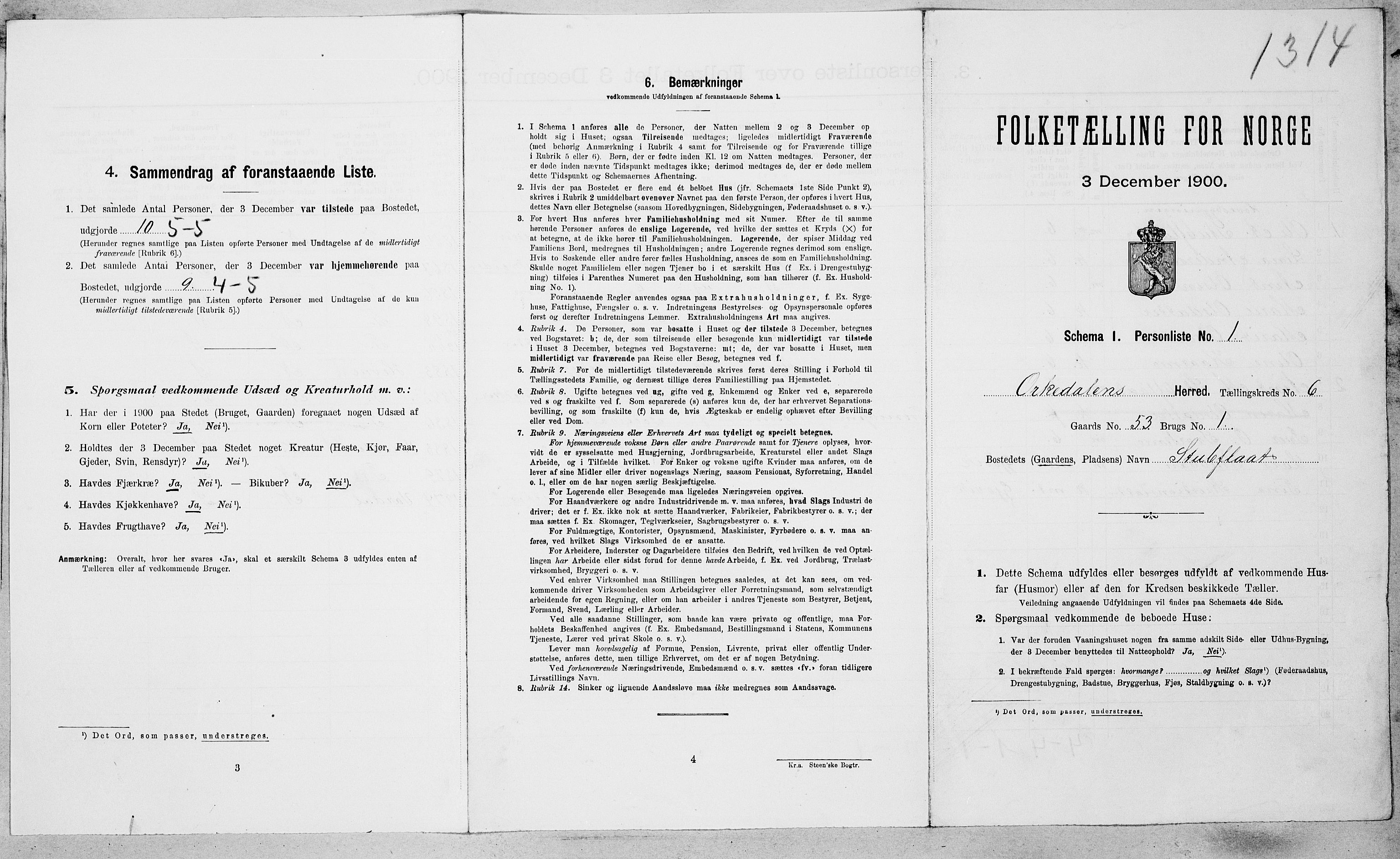 SAT, 1900 census for Orkdal, 1900, p. 981