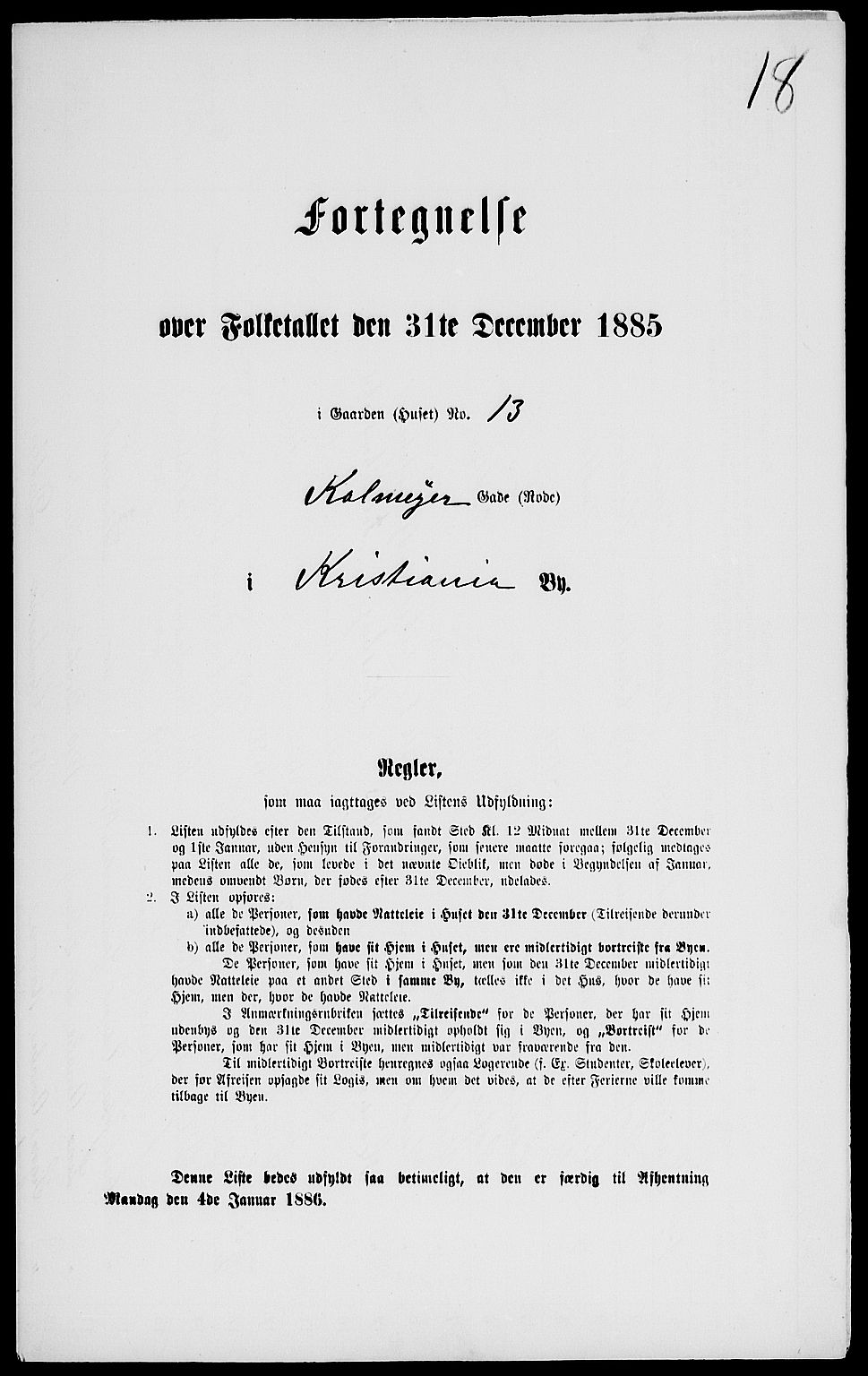 RA, 1885 census for 0301 Kristiania, 1885, p. 5605