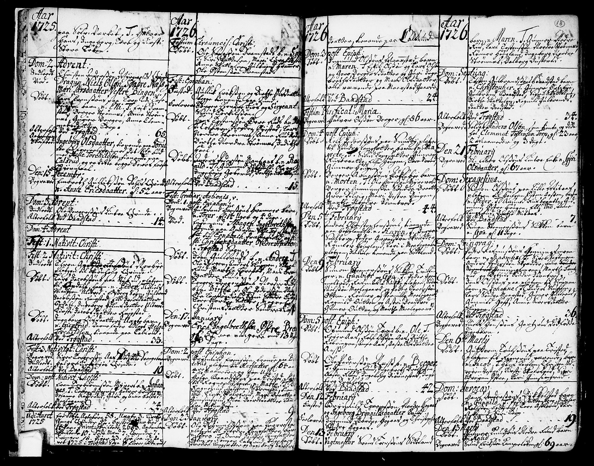 Trøgstad prestekontor Kirkebøker, SAO/A-10925/F/Fa/L0003: Parish register (official) no. I 3, 1721-1749, p. 18