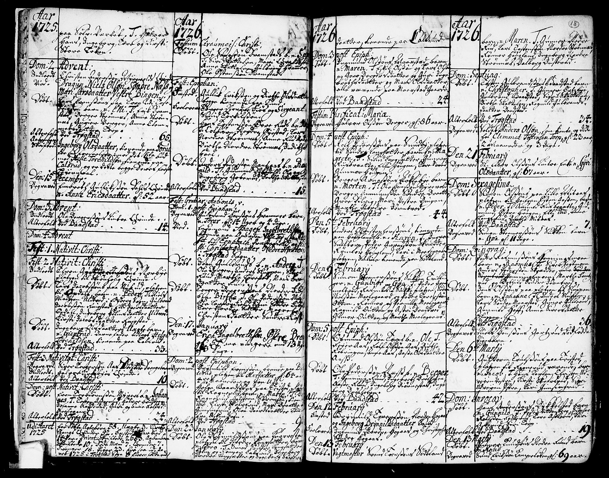 Trøgstad prestekontor Kirkebøker, AV/SAO-A-10925/F/Fa/L0003: Parish register (official) no. I 3, 1721-1749, p. 18