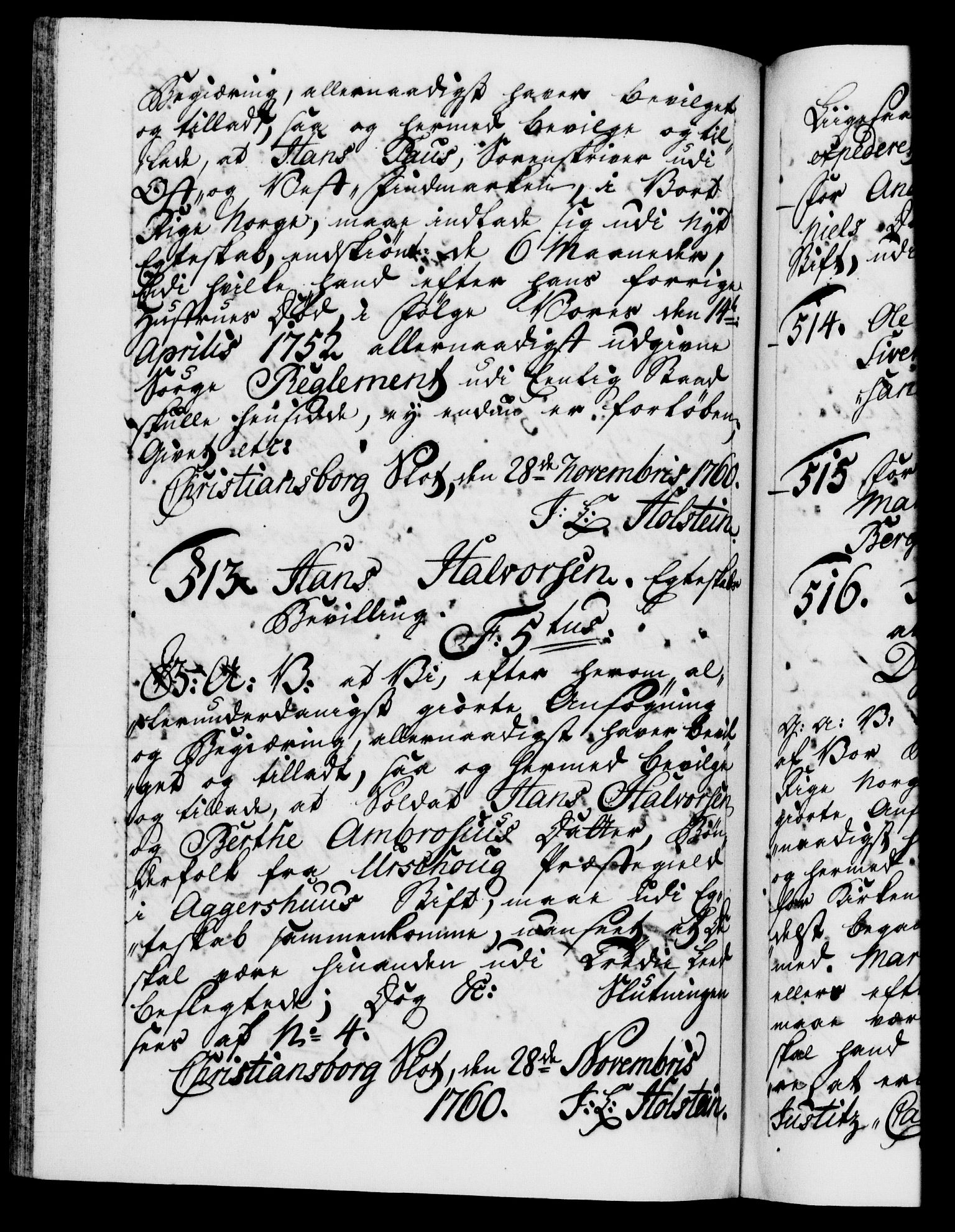 Danske Kanselli 1572-1799, AV/RA-EA-3023/F/Fc/Fca/Fcaa/L0041: Norske registre, 1760-1762, p. 285b