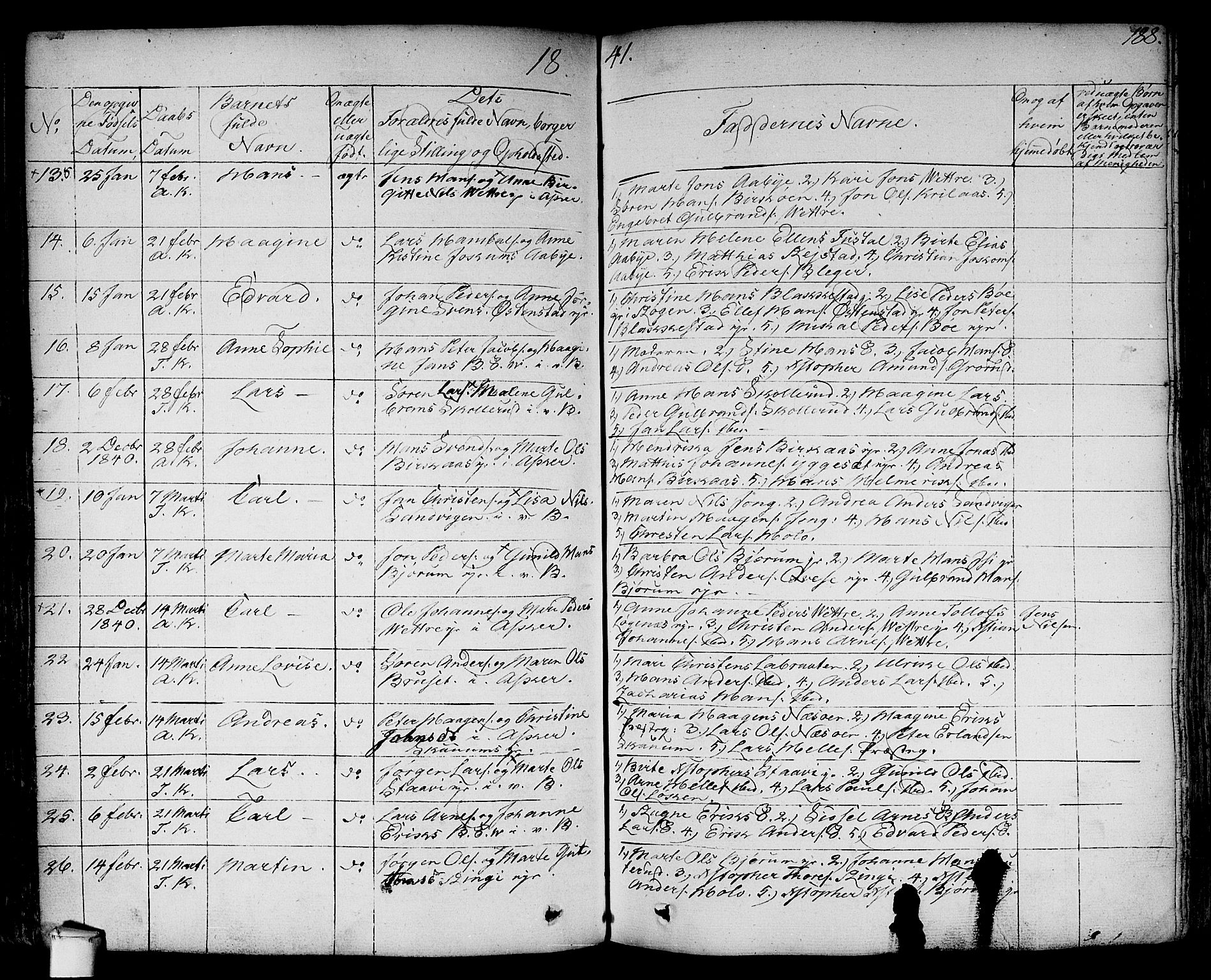 Asker prestekontor Kirkebøker, AV/SAO-A-10256a/F/Fa/L0007: Parish register (official) no. I 7, 1825-1864, p. 188